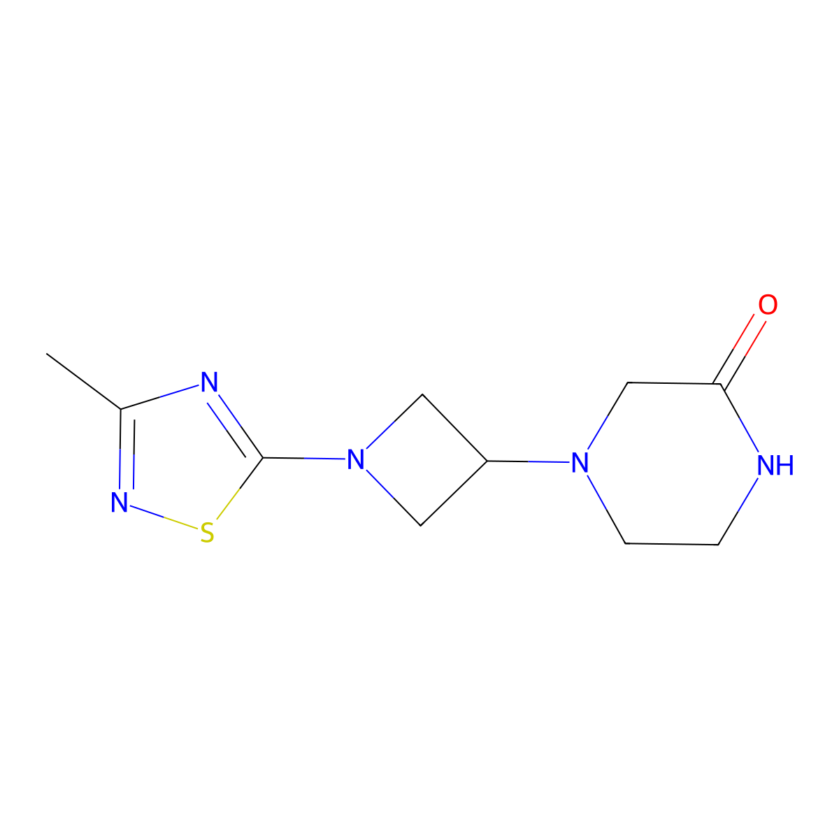 4-[1-(3-Methyl-1,2,4-thiadiazol-5-yl)azetidin-3-yl]piperazin-2-one molecular structure, CAS 2742015-07-0