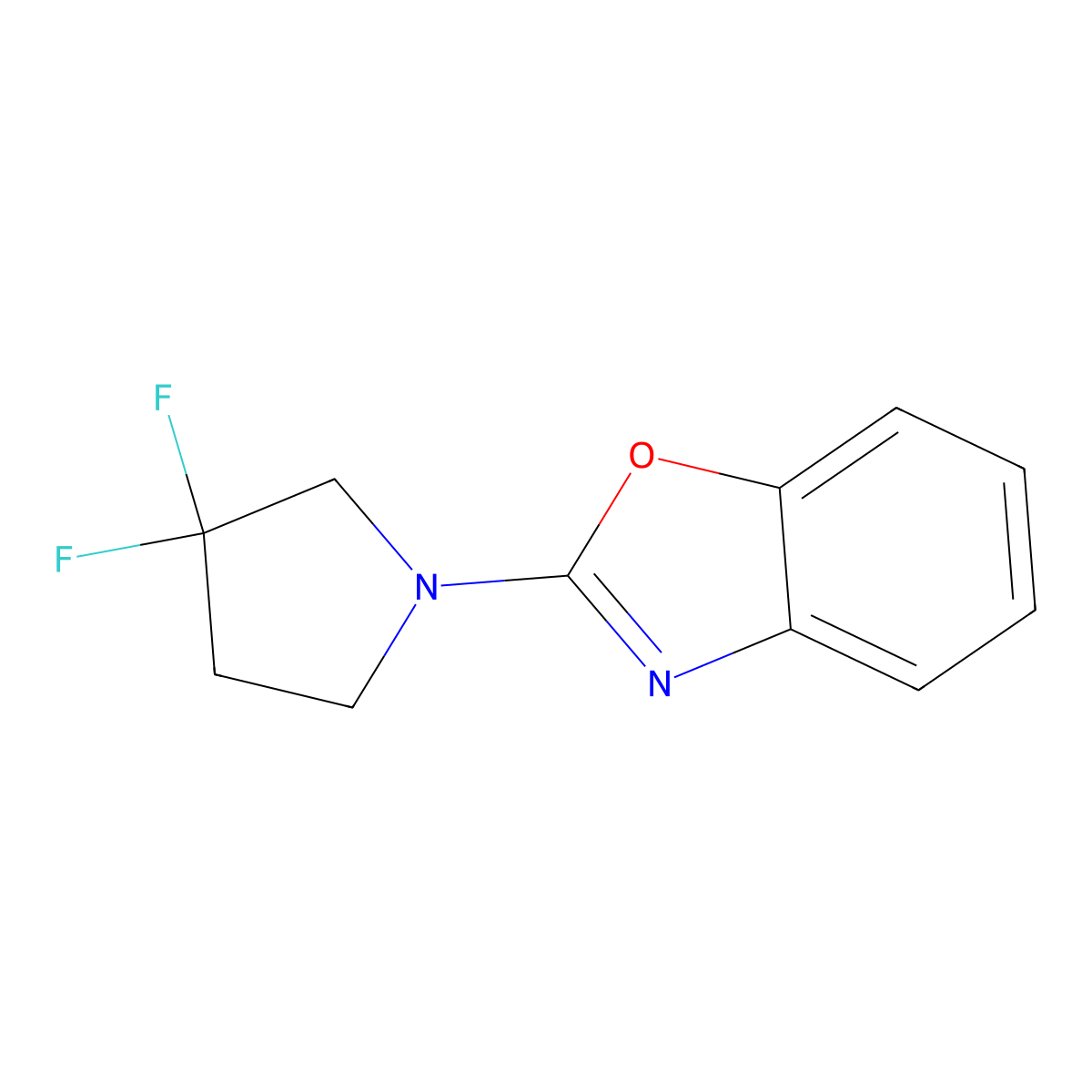 2-(3,3-Difluoropyrrolidin-1-yl)-1,3-benzoxazole molecular structure, CAS 2742015-14-9