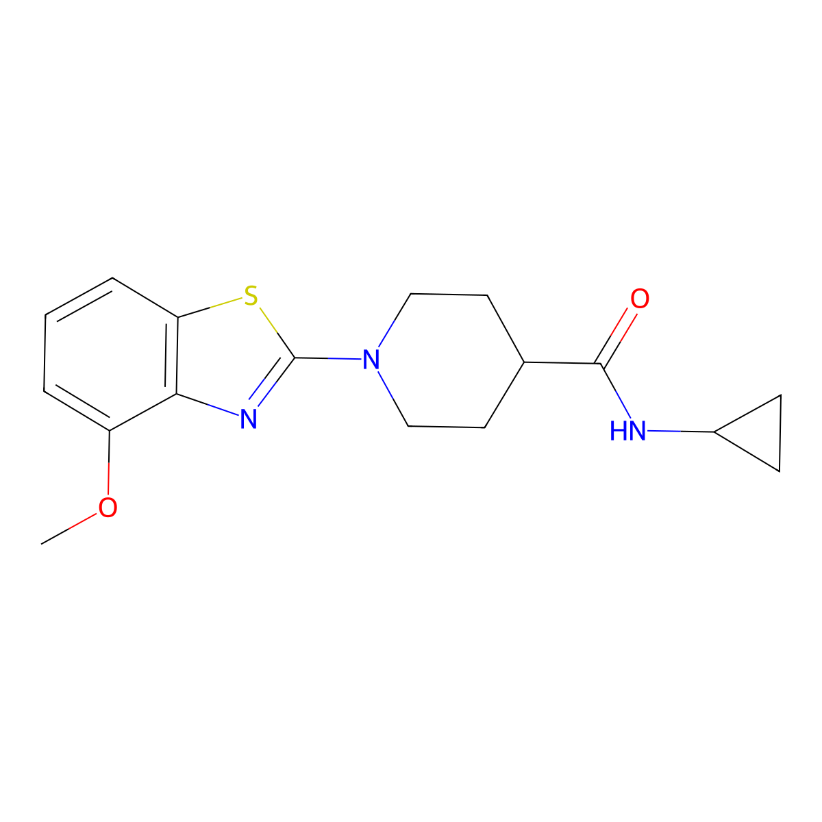 N-cyclopropyl-1-(4-methoxy-1,3-benzothiazol-2-yl)piperidine-4-carboxamide molecular structure, CAS 2742015-16-1