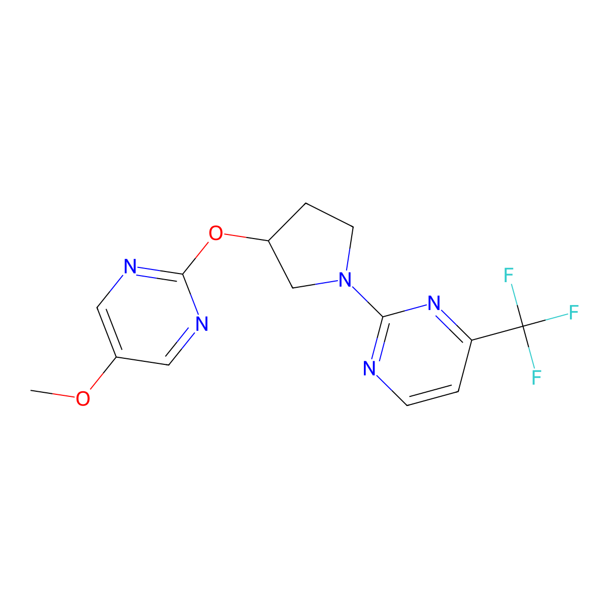 2-{3-[(5-Methoxypyrimidin-2-yl)oxy]pyrrolidin-1-yl}-4-(trifluoromethyl)pyrimidine molecular structure, CAS 2742015-22-9