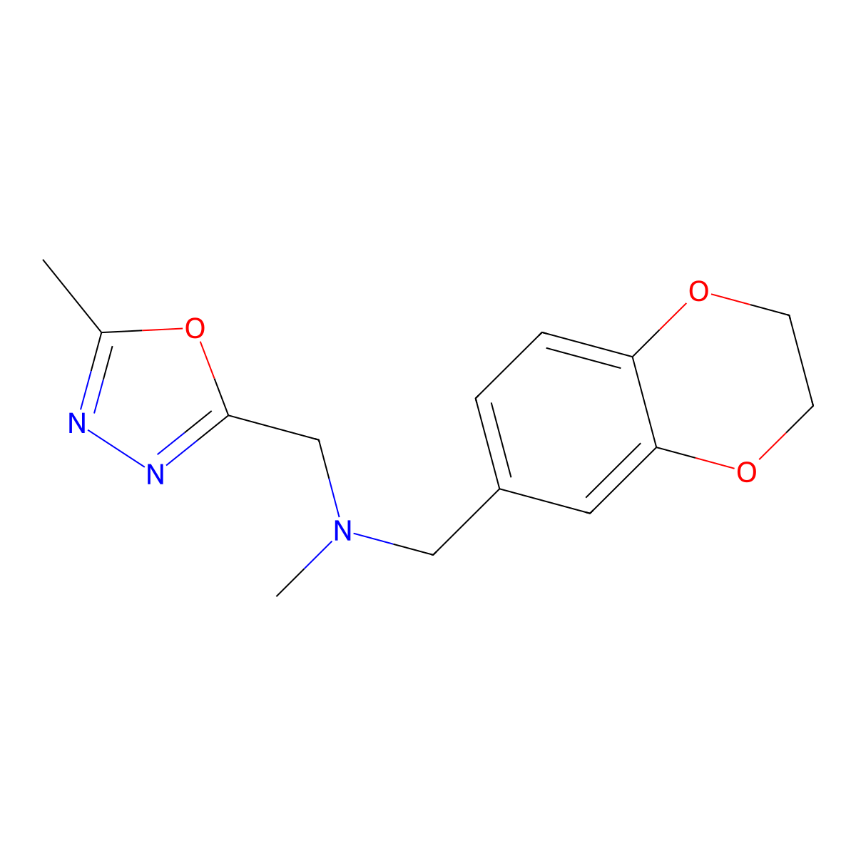 [(2,3-Dihydro-1,4-benzodioxin-6-yl)methyl](methyl)[(5-methyl-1,3,4-oxadiazol-2-yl)methyl]amine molecular structure, CAS 2742015-24-1