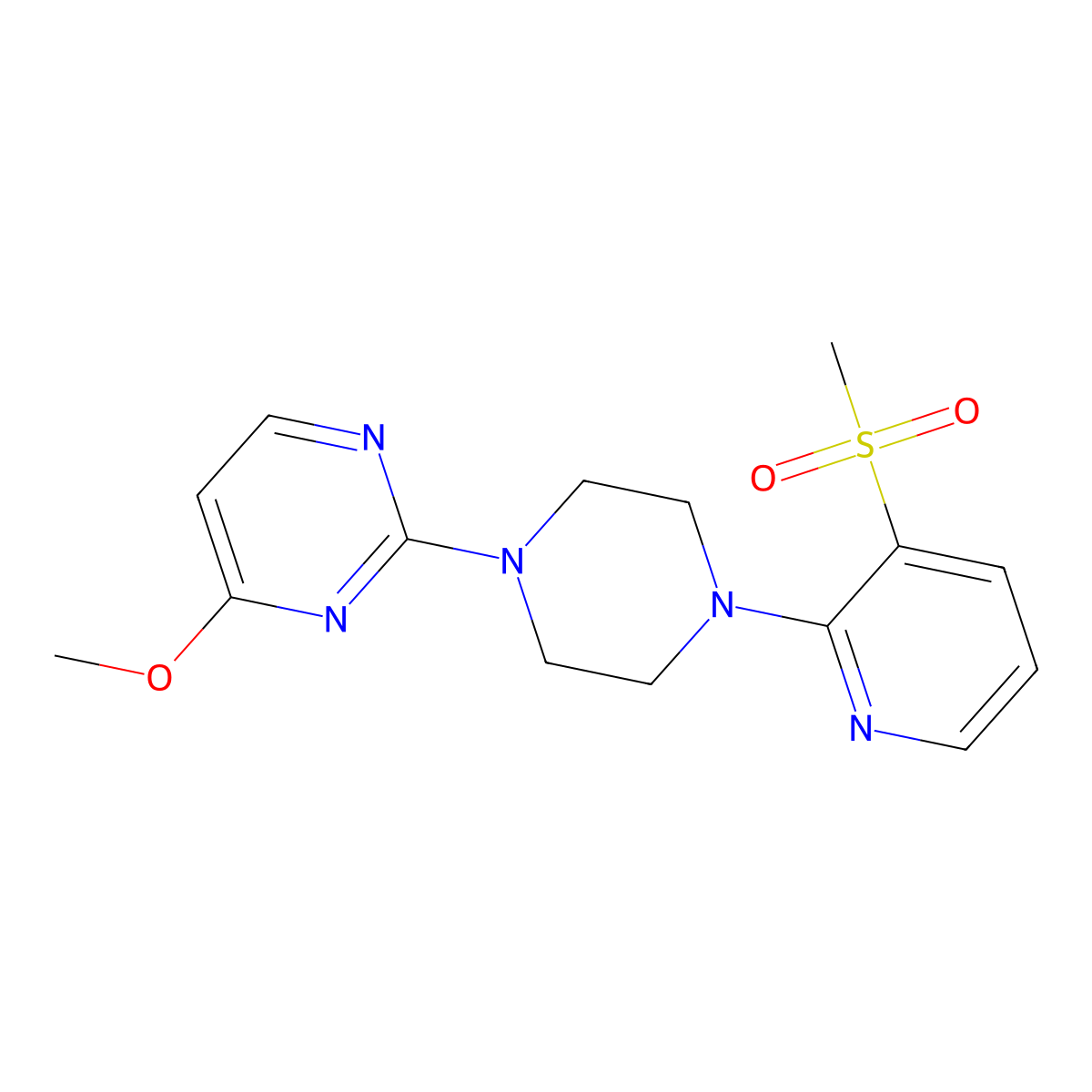 2-[4-(3-Methanesulfonylpyridin-2-yl)piperazin-1-yl]-4-methoxypyrimidine molecular structure, CAS 2742015-25-2