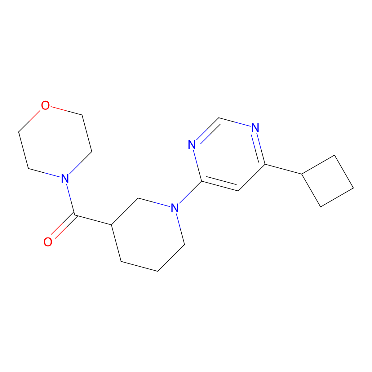 4-[1-(6-Cyclobutylpyrimidin-4-yl)piperidine-3-carbonyl]morpholine molecular structure, CAS 2742015-28-5