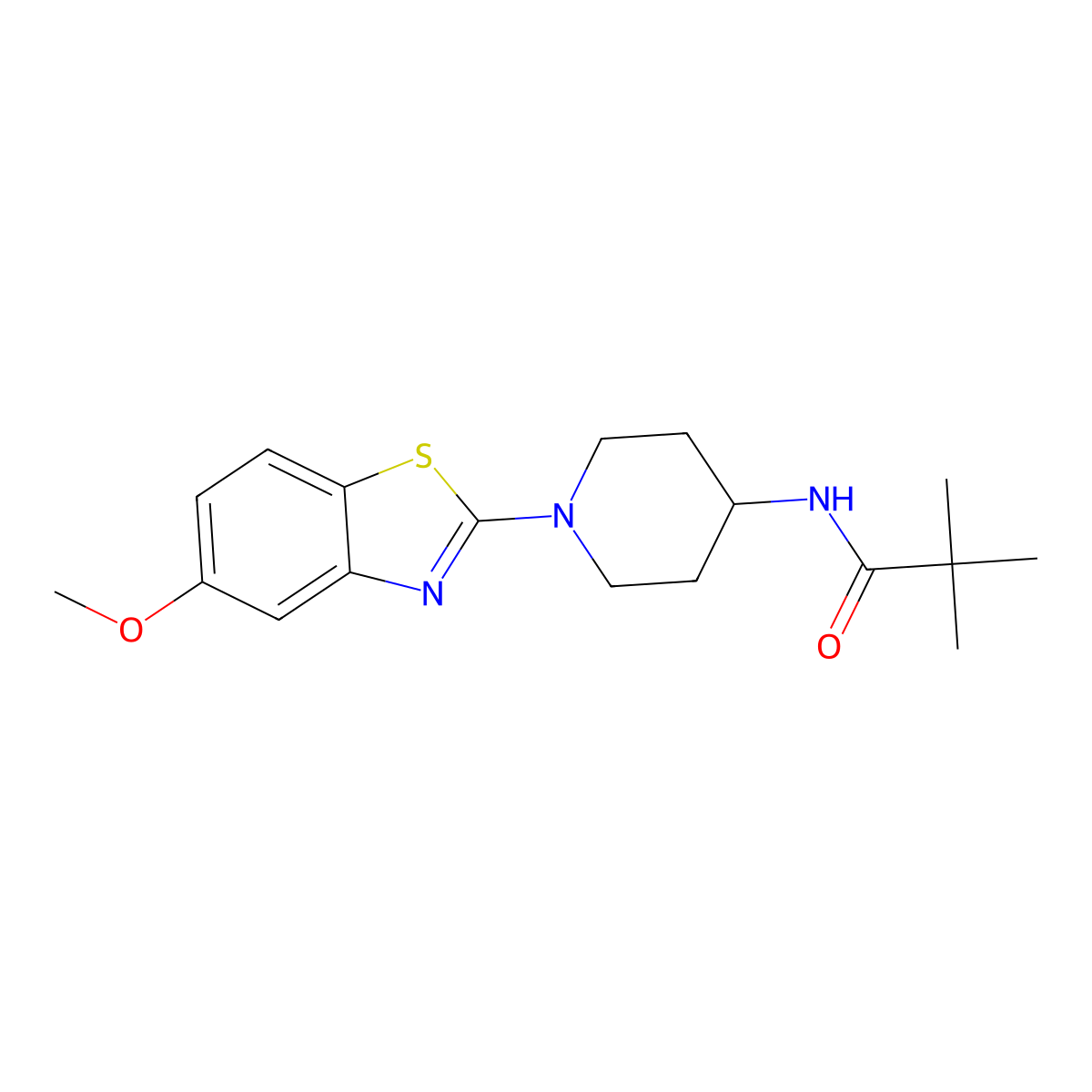 N-[1-(5-methoxy-1,3-benzothiazol-2-yl)piperidin-4-yl]-2,2-dimethylpropanamide molecular structure, CAS 2742015-29-6