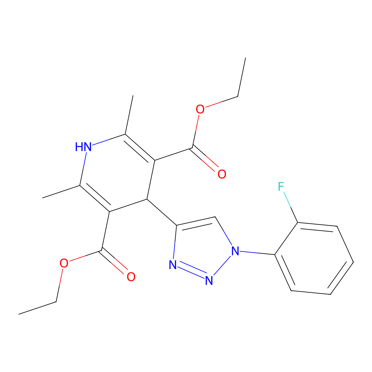 3,5-diethyl 4-[1-(2-fluorophenyl)-1H-1,2,3-triazol-4-yl]-2,6-dimethyl-1,4-dihydropyridine-3,5-dicarboxylate molecular structure, CAS 2742015-36-5