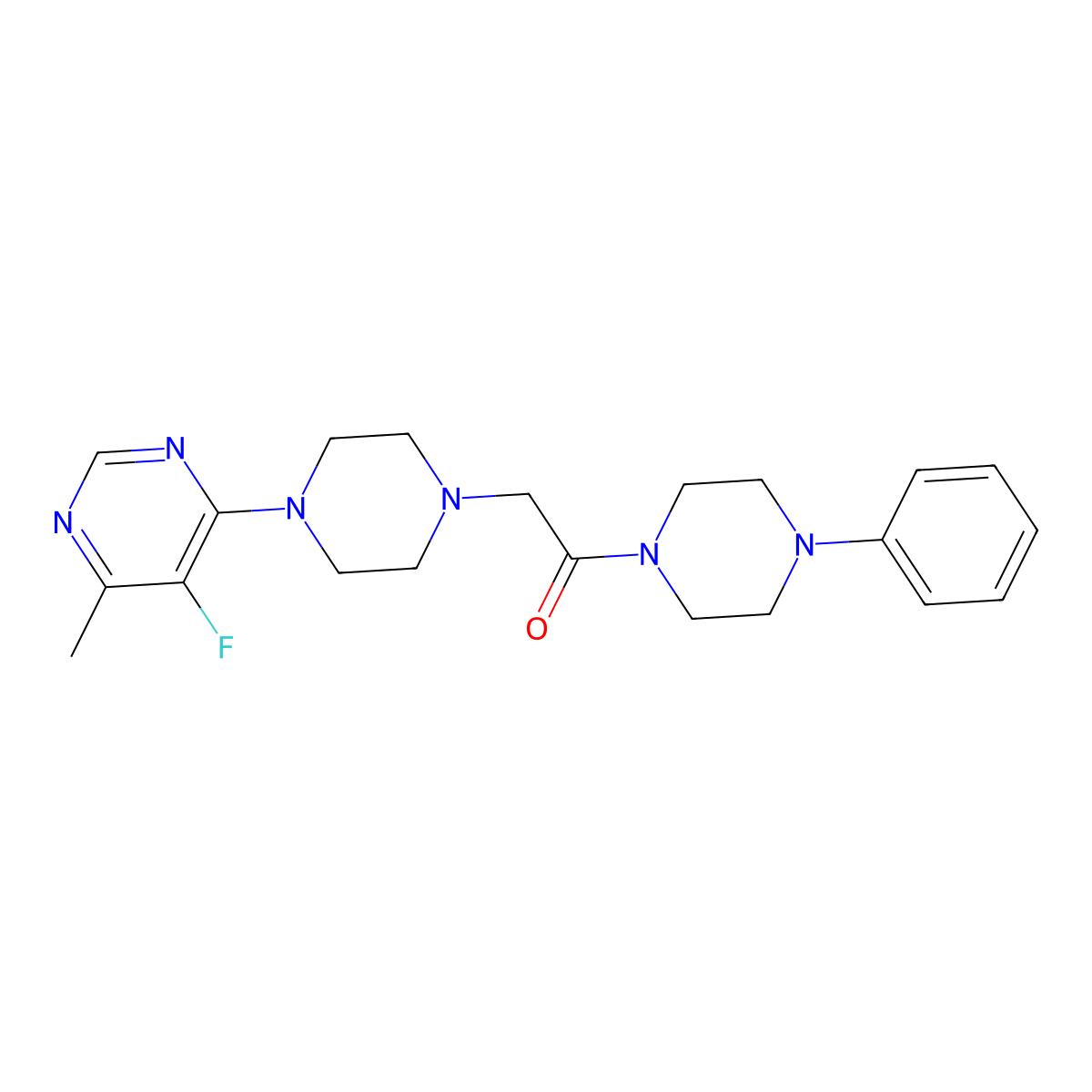 2-[4-(5-Fluoro-6-methylpyrimidin-4-yl)piperazin-1-yl]-1-(4-phenylpiperazin-1-yl)ethan-1-one molecular structure, CAS 2742015-43-4