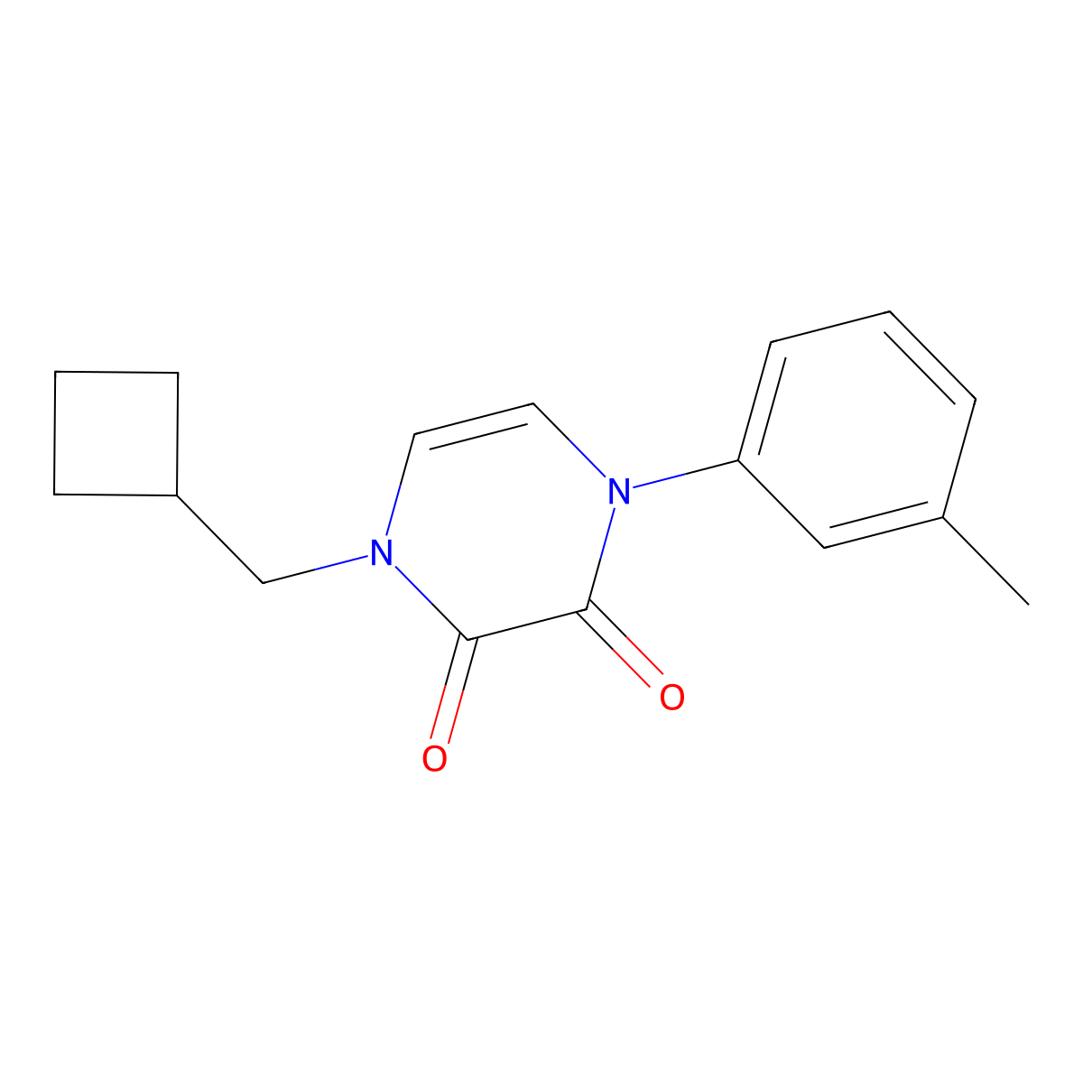 1-(Cyclobutylmethyl)-4-(3-methylphenyl)-1,2,3,4-tetrahydropyrazine-2,3-dione molecular structure, CAS 2742015-47-8