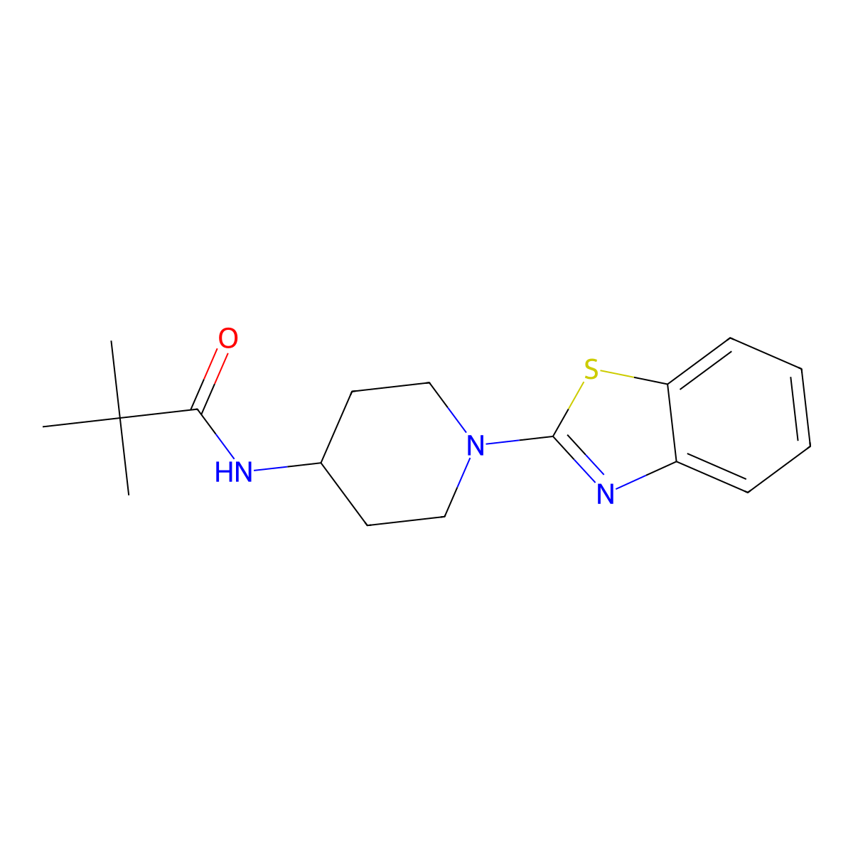 N-[1-(1,3-benzothiazol-2-yl)piperidin-4-yl]-2,2-dimethylpropanamide molecular structure, CAS 2742015-49-0