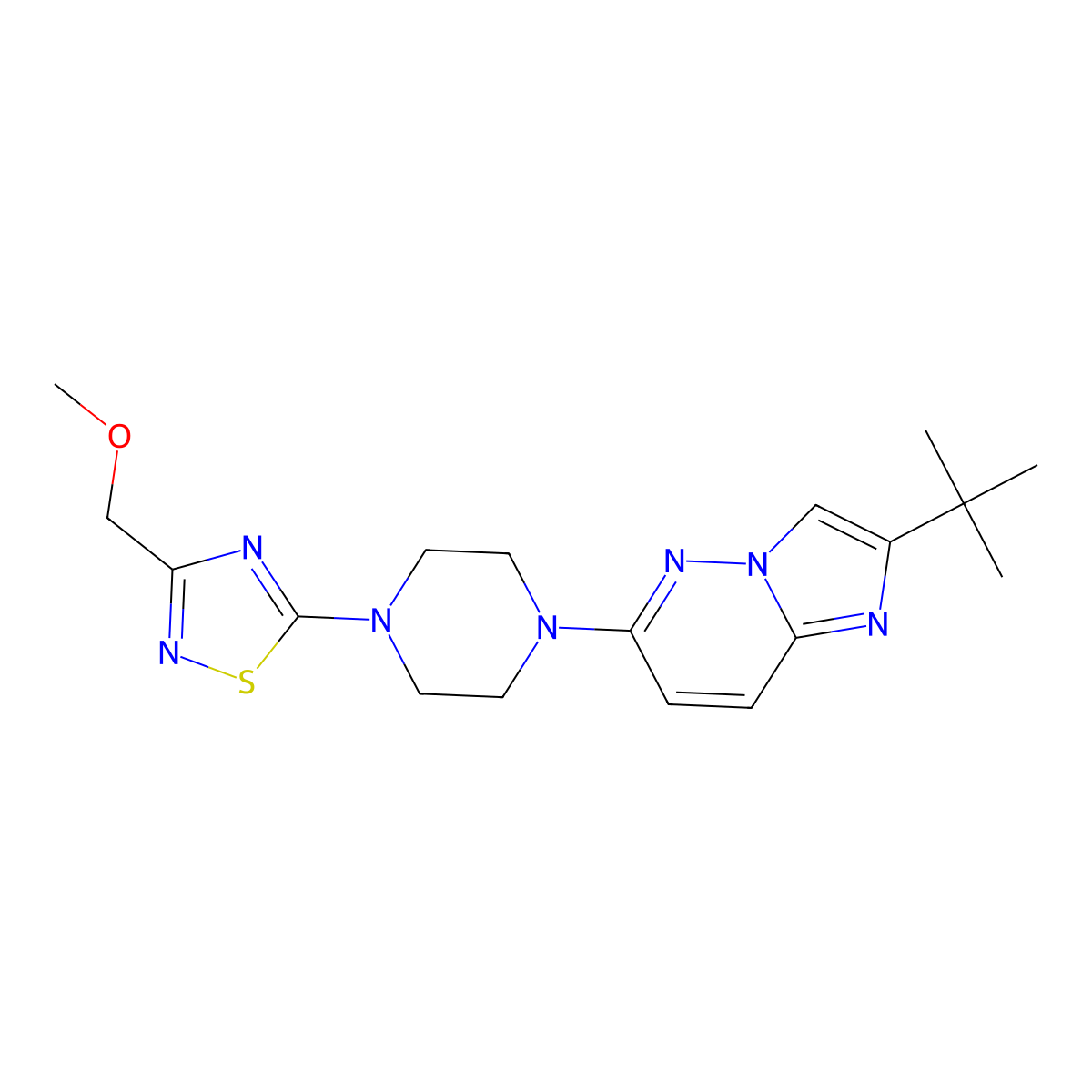 1-{2-Tert-butylimidazo[1,2-b]pyridazin-6-yl}-4-[3-(methoxymethyl)-1,2,4-thiadiazol-5-yl]piperazine molecular structure, CAS 2742015-62-7