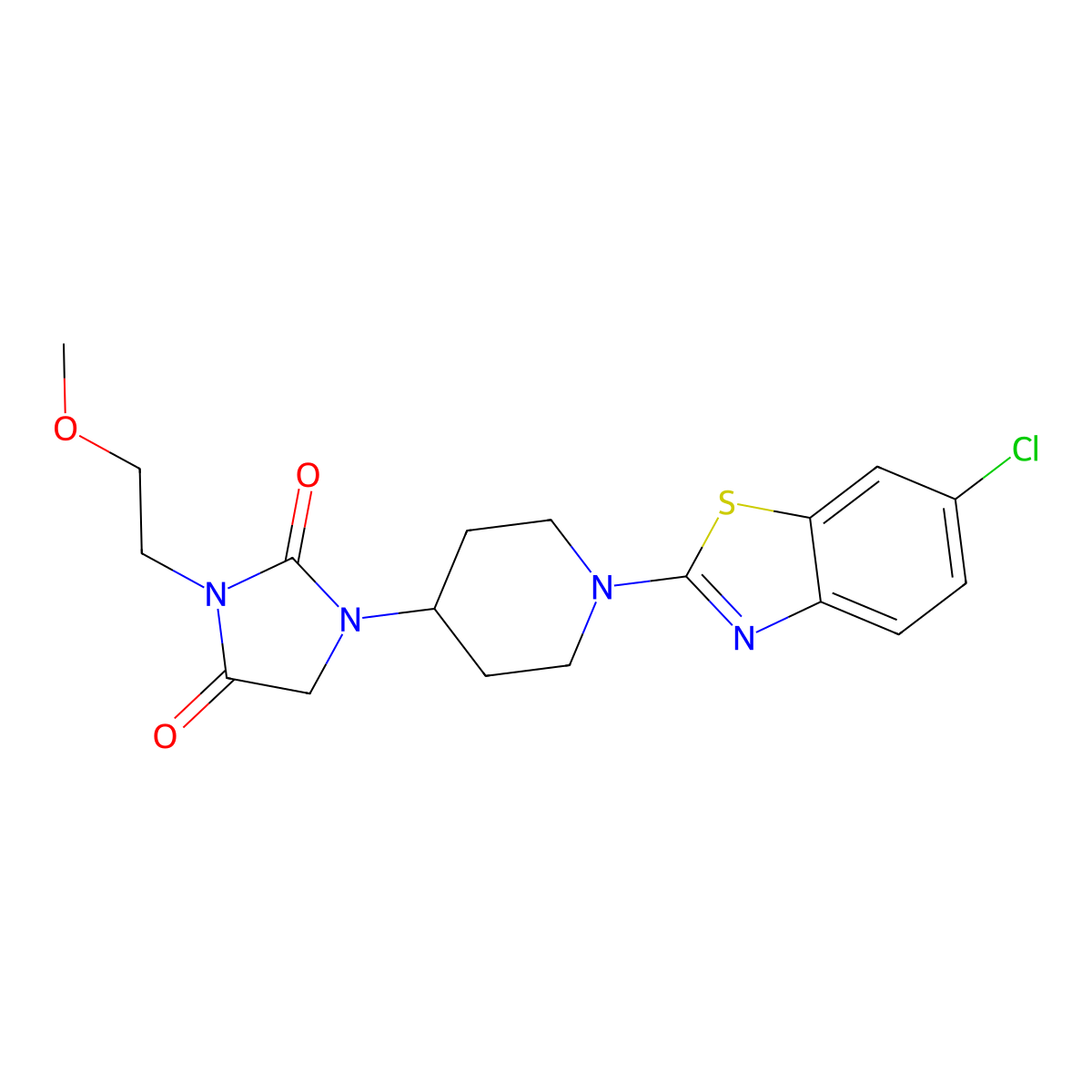 1-[1-(6-Chloro-1,3-benzothiazol-2-yl)piperidin-4-yl]-3-(2-methoxyethyl)imidazolidine-2,4-dione molecular structure, CAS 2742015-64-9
