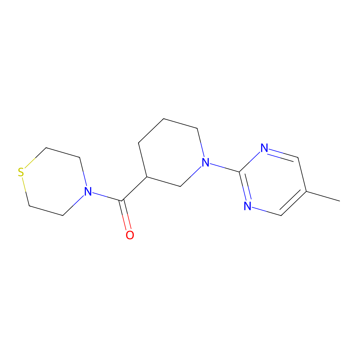 4-[1-(5-Methylpyrimidin-2-yl)piperidine-3-carbonyl]thiomorpholine molecular structure, CAS 2742015-67-2