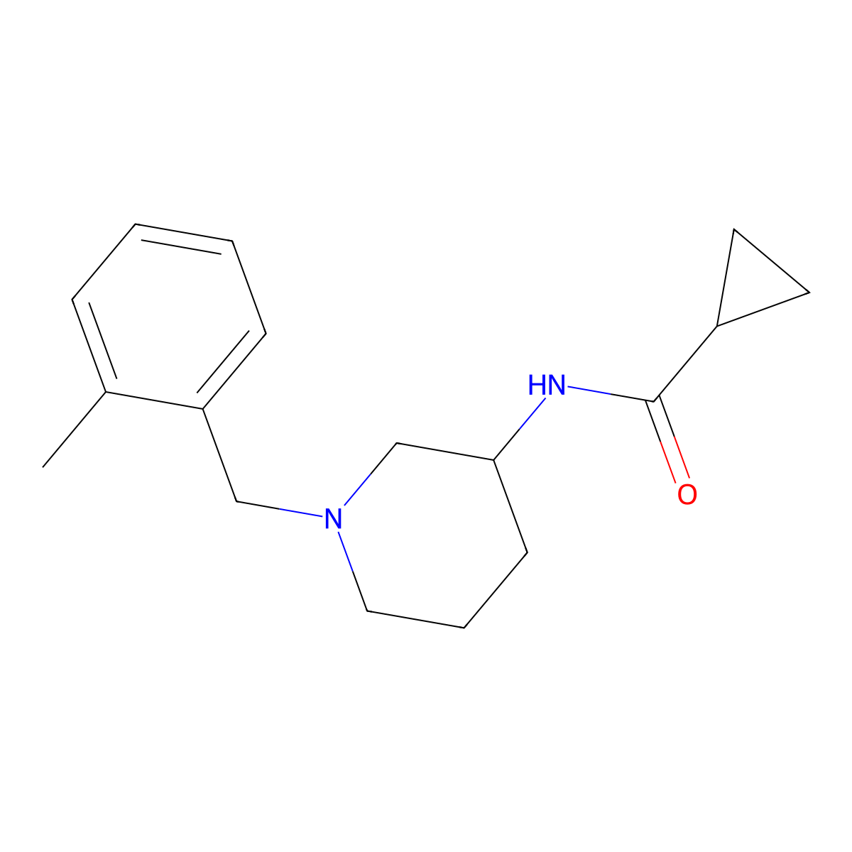 N-{1-[(2-methylphenyl)methyl]piperidin-3-yl}cyclopropanecarboxamide molecular structure, CAS 2742015-68-3