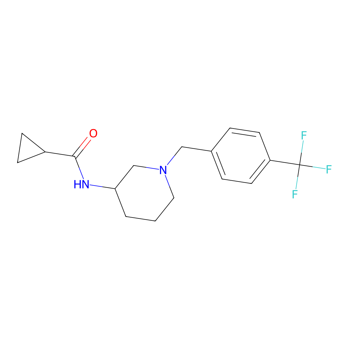 N-(1-{[4-(trifluoromethyl)phenyl]methyl}piperidin-3-yl)cyclopropanecarboxamide molecular structure, CAS 2742015-70-7