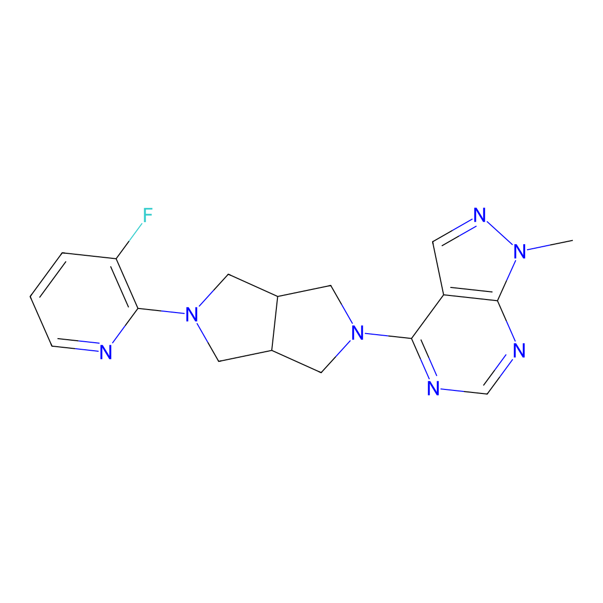 3-fluoro-2-(5-{1-methyl-1H-pyrazolo[3,4-d]pyrimidin-4-yl}-octahydropyrrolo[3,4-c]pyrrol-2-yl)pyridine molecular structure, CAS 2742015-72-9