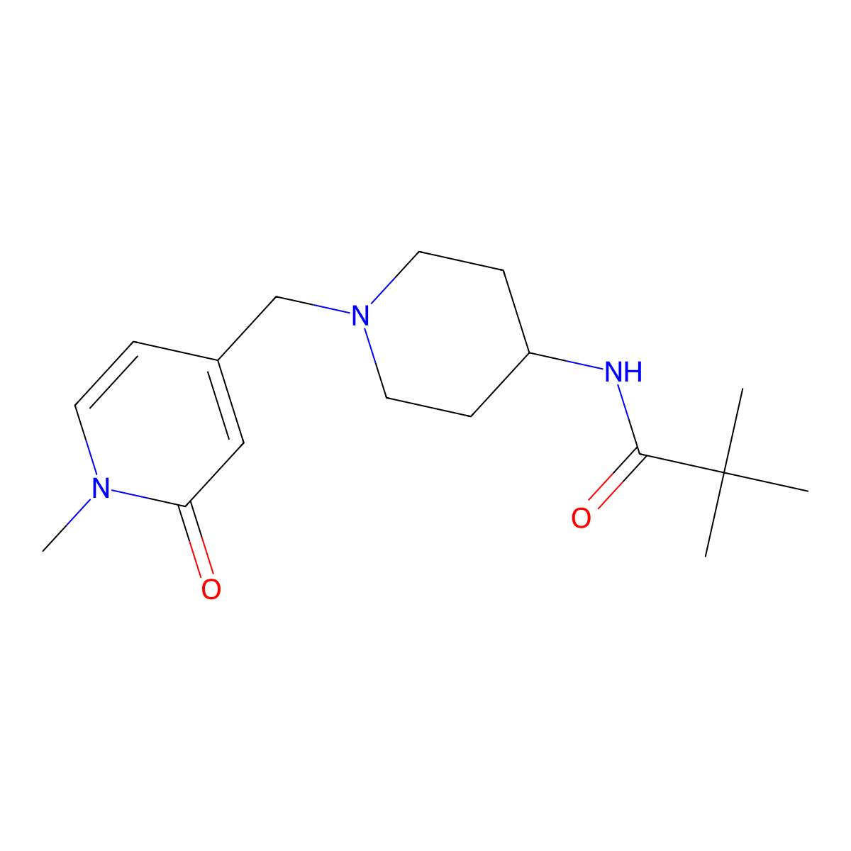 2,2-dimethyl-N-{1-[(1-methyl-2-oxo-1,2-dihydropyridin-4-yl)methyl]piperidin-4-yl}propanamide molecular structure, CAS 2742015-73-0