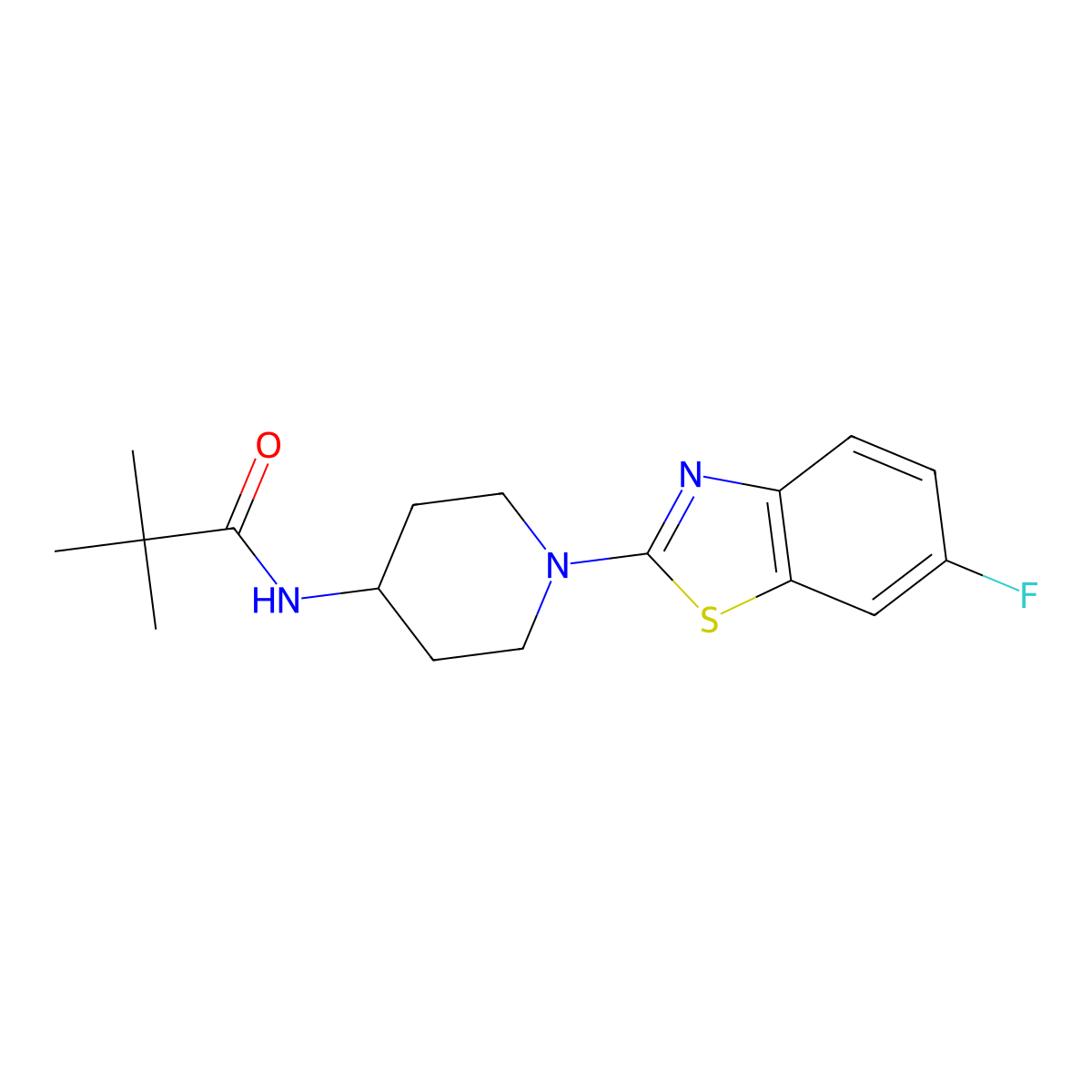 N-[1-(6-fluoro-1,3-benzothiazol-2-yl)piperidin-4-yl]-2,2-dimethylpropanamide molecular structure, CAS 2742015-75-2