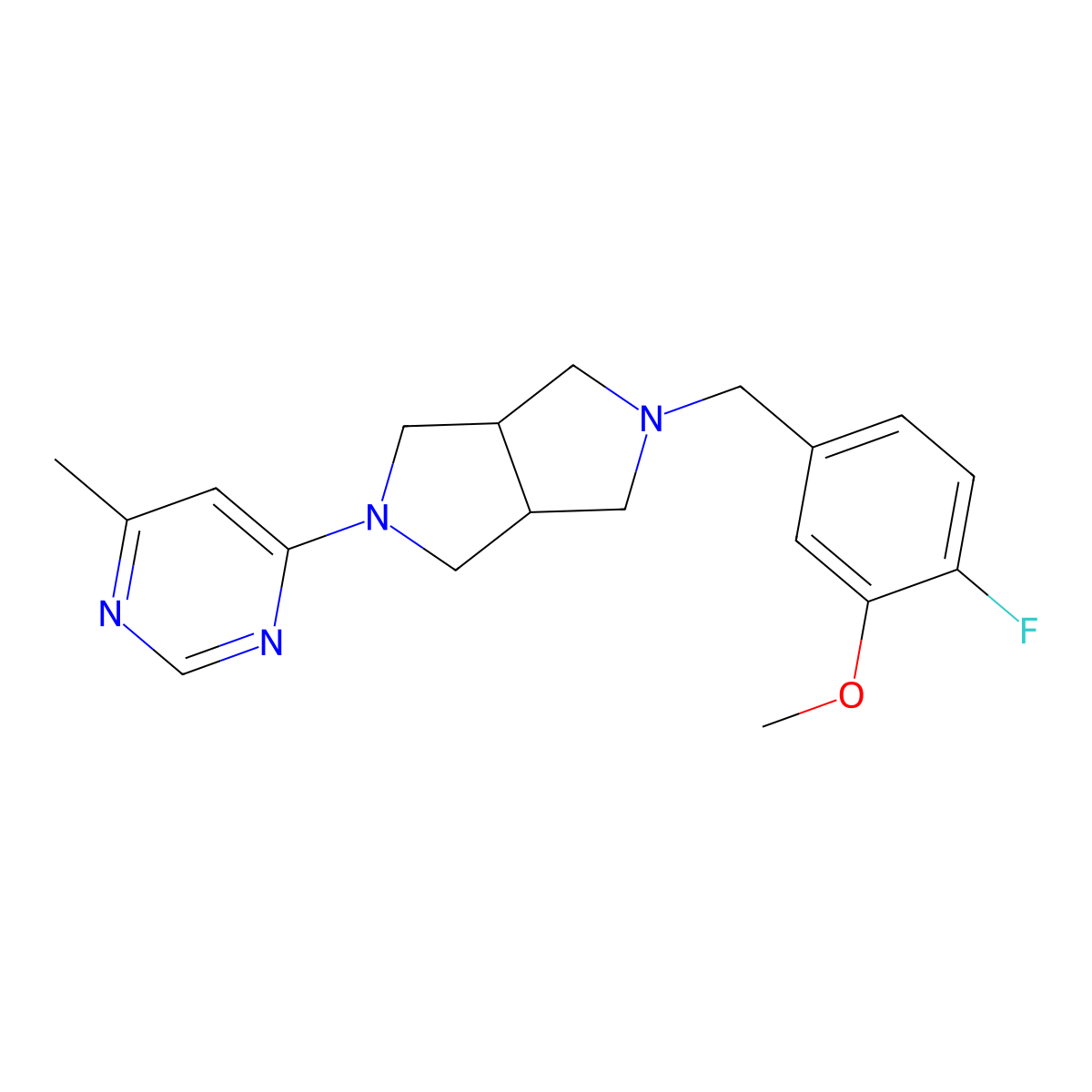4-{5-[(4-Fluoro-3-methoxyphenyl)methyl]-octahydropyrrolo[3,4-c]pyrrol-2-yl}-6-methylpyrimidine molecular structure, CAS 2742015-77-4