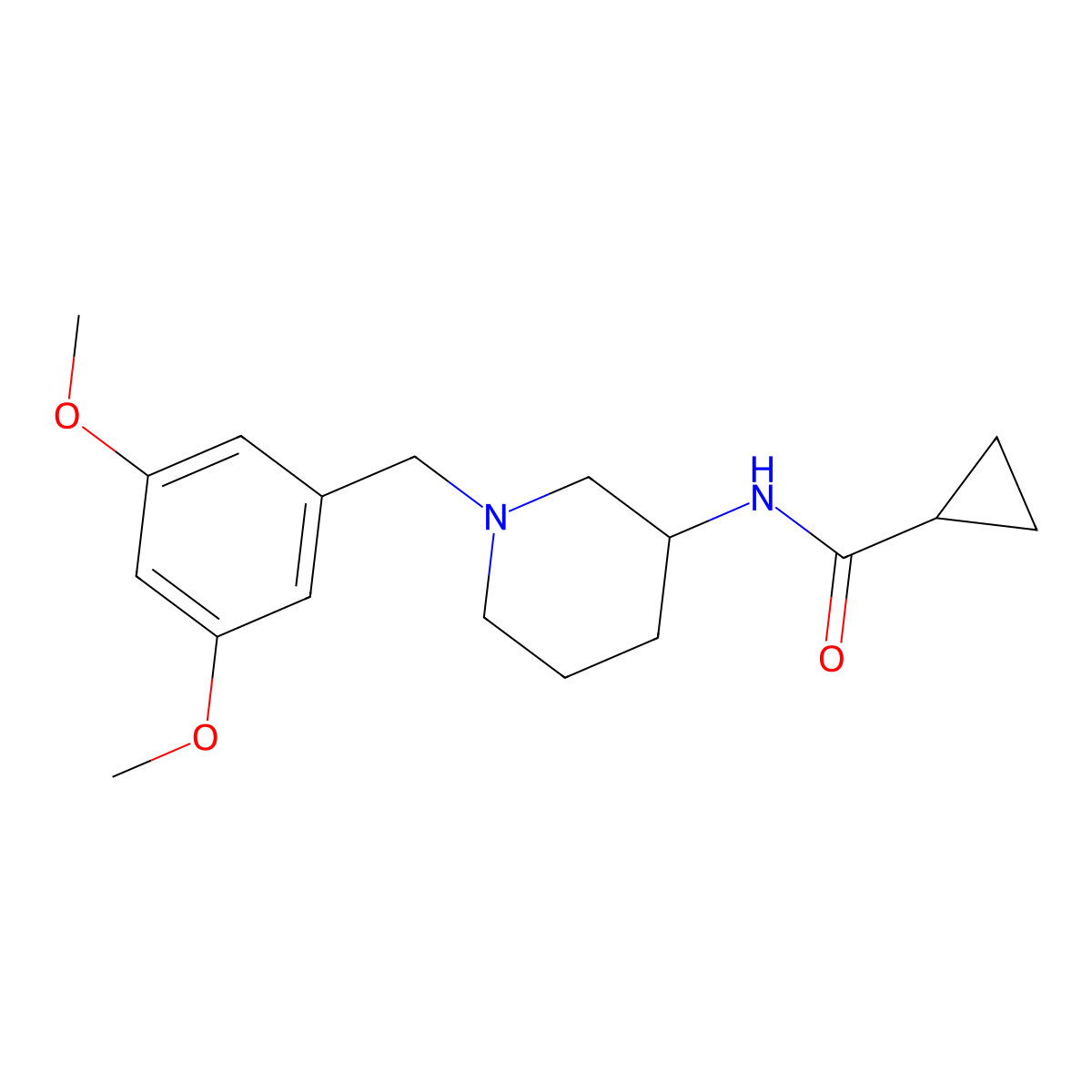 N-{1-[(3,5-dimethoxyphenyl)methyl]piperidin-3-yl}cyclopropanecarboxamide molecular structure, CAS 2742015-78-5