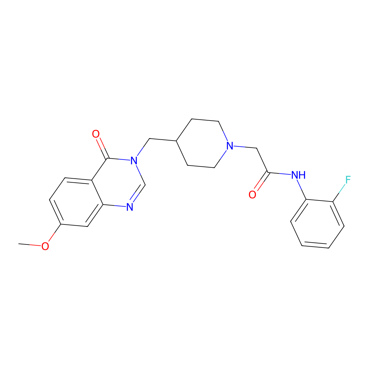 N-(2-fluorophenyl)-2-{4-[(7-methoxy-4-oxo-3,4-dihydroquinazolin-3-yl)methyl]piperidin-1-yl}acetamide molecular structure, CAS 2742015-79-6