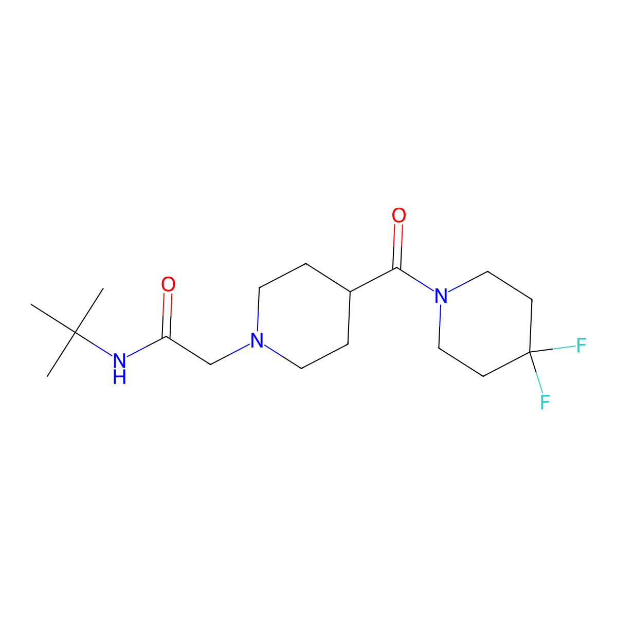 N-tert-butyl-2-[4-(4,4-difluoropiperidine-1-carbonyl)piperidin-1-yl]acetamide molecular structure, CAS 2742015-80-9