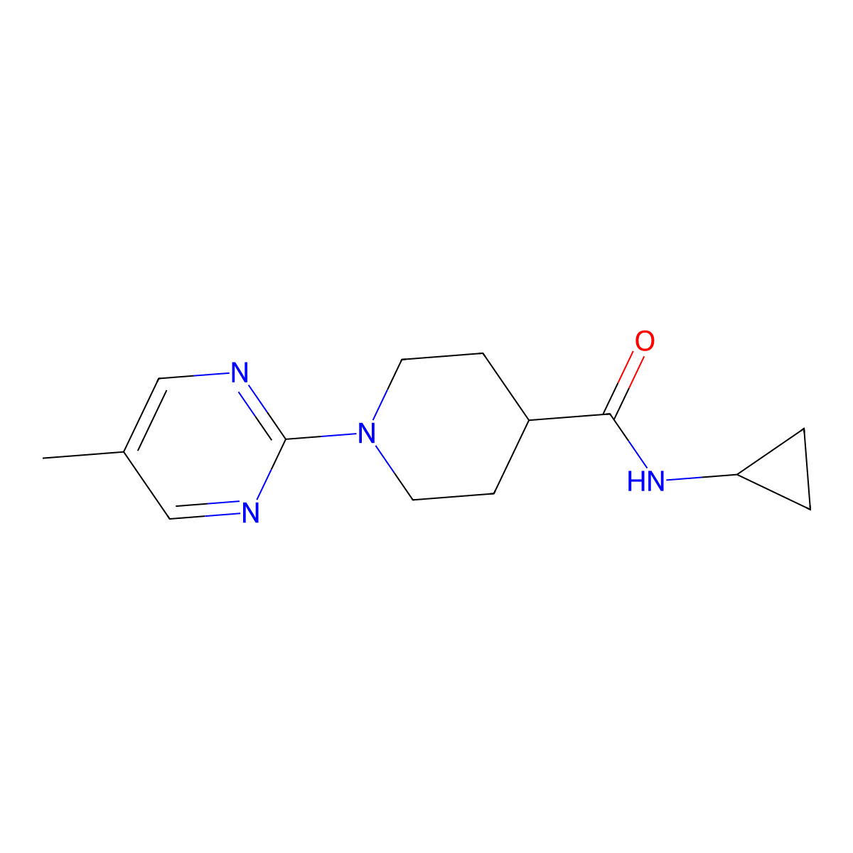 N-cyclopropyl-1-(5-methylpyrimidin-2-yl)piperidine-4-carboxamide molecular structure, CAS 2742015-81-0