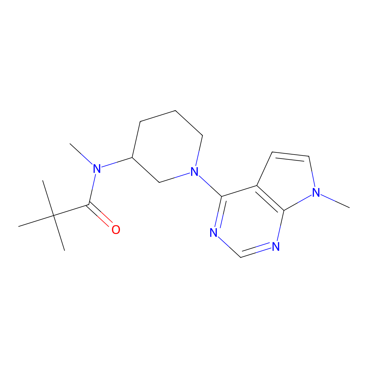 N,2,2-trimethyl-N-(1-{7-methyl-7H-pyrrolo[2,3-d]pyrimidin-4-yl}piperidin-3-yl)propanamide molecular structure, CAS 2742015-85-4
