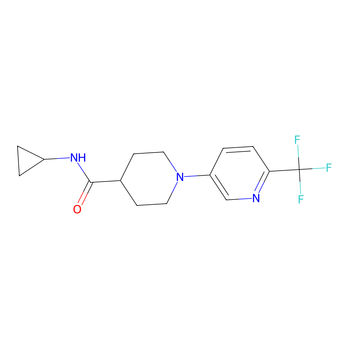 N-cyclopropyl-1-[6-(trifluoromethyl)pyridin-3-yl]piperidine-4-carboxamide molecular structure, CAS 2742015-86-5