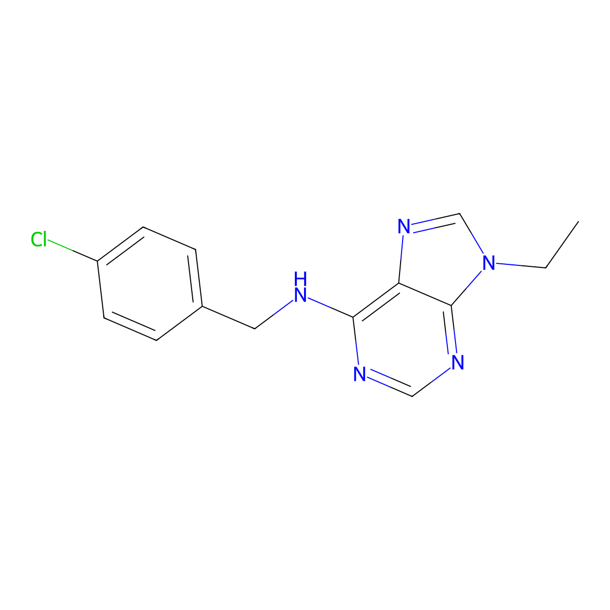 N-[(4-chlorophenyl)methyl]-9-ethyl-9H-purin-6-amine molecular structure, CAS 2742015-88-7