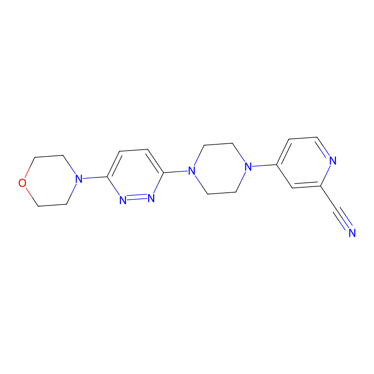 4-{4-[6-(Morpholin-4-yl)pyridazin-3-yl]piperazin-1-yl}pyridine-2-carbonitrile molecular structure, CAS 2742015-89-8