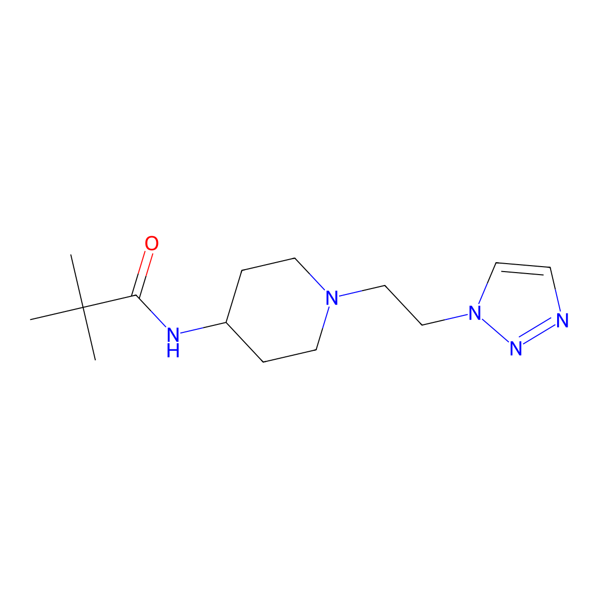 2,2-dimethyl-N-{1-[2-(1H-1,2,3-triazol-1-yl)ethyl]piperidin-4-yl}propanamide molecular structure, CAS 2742015-90-1
