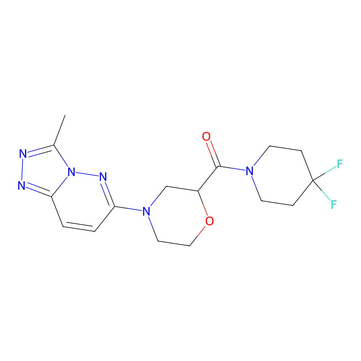 2-(4,4-Difluoropiperidine-1-carbonyl)-4-{3-methyl-[1,2,4]triazolo[4,3-b]pyridazin-6-yl}morpholine molecular structure, CAS 2742016-00-6