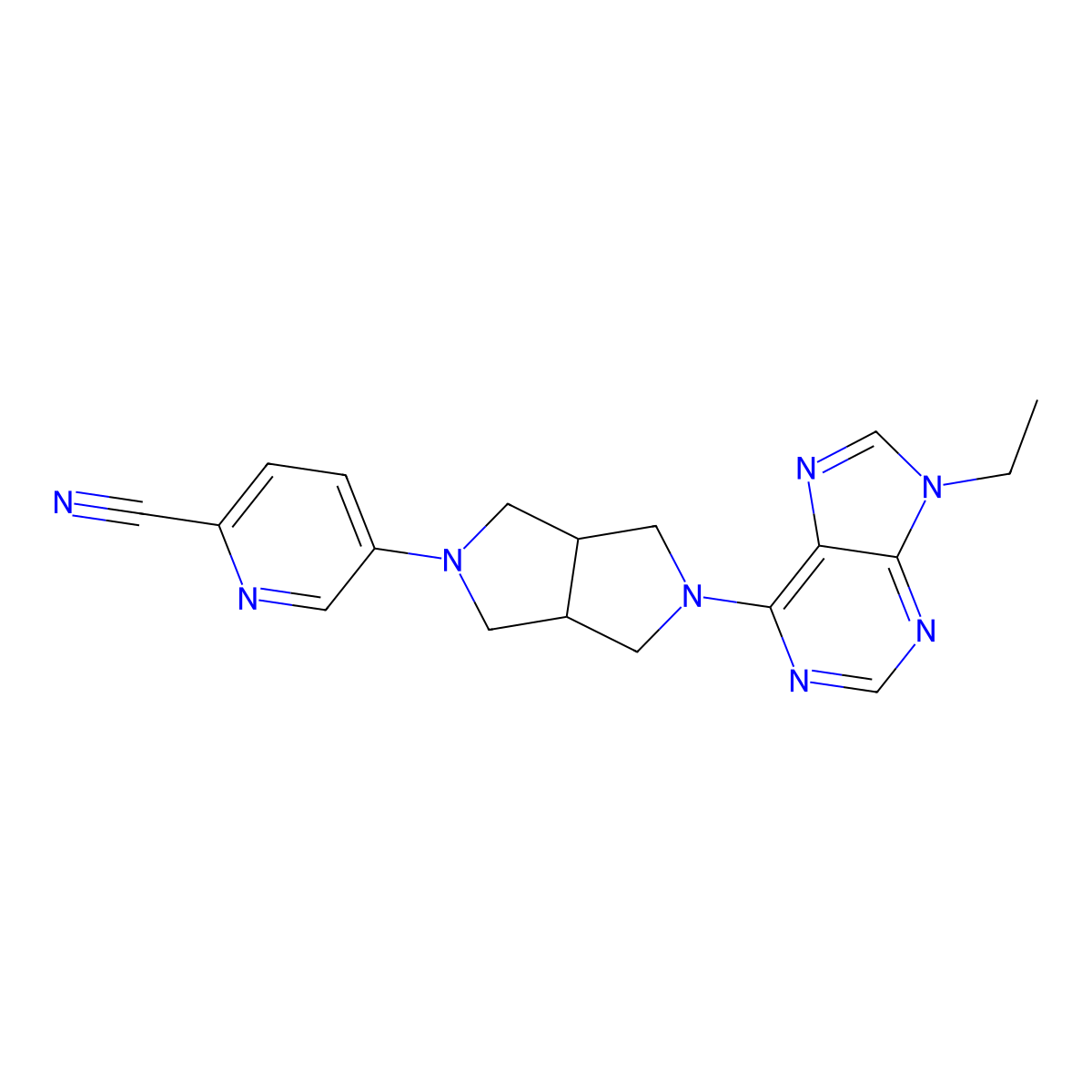 5-[5-(9-ethyl-9H-purin-6-yl)-octahydropyrrolo[3,4-c]pyrrol-2-yl]pyridine-2-carbonitrile molecular structure, CAS 2742016-03-9