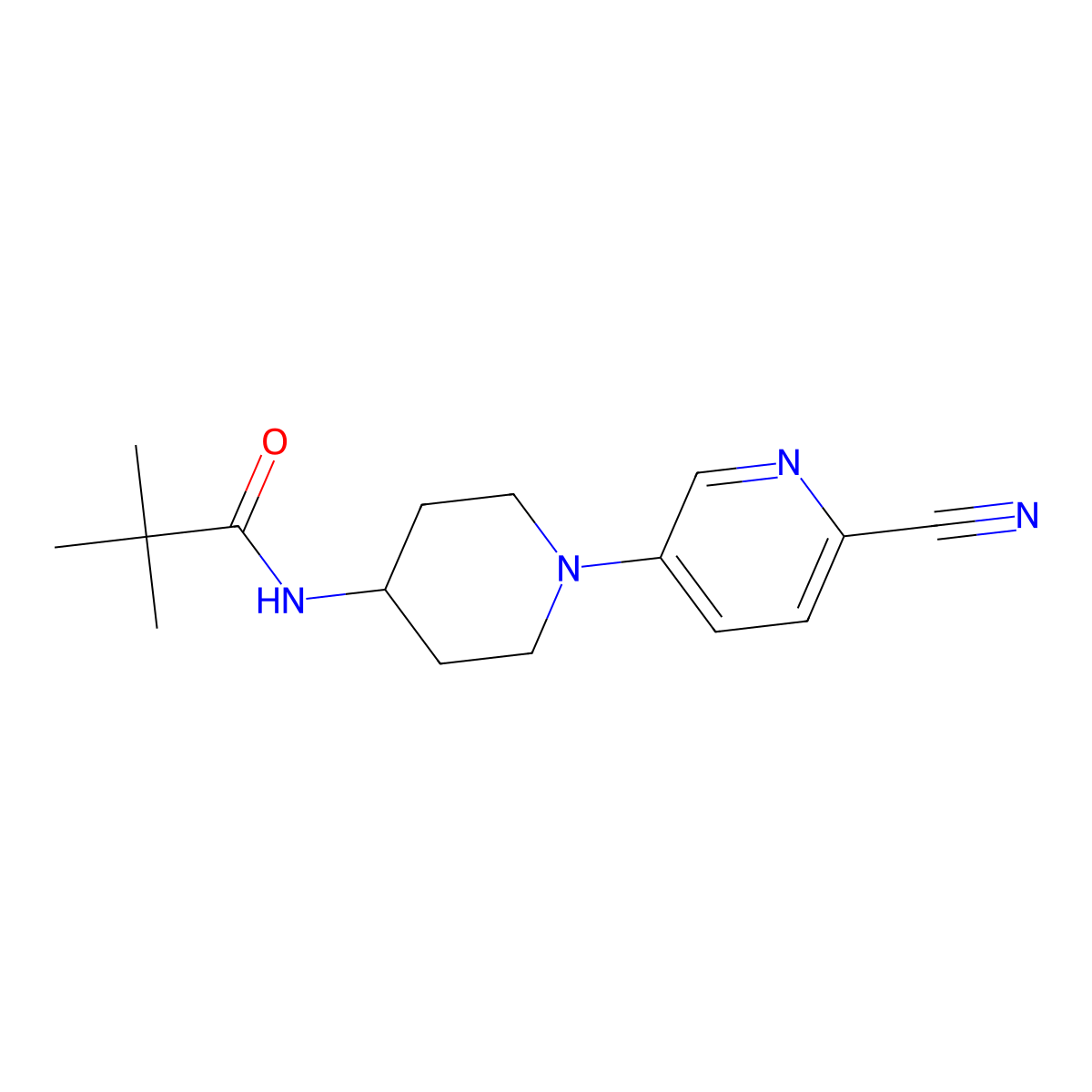N-[1-(6-cyanopyridin-3-yl)piperidin-4-yl]-2,2-dimethylpropanamide molecular structure, CAS 2742016-05-1