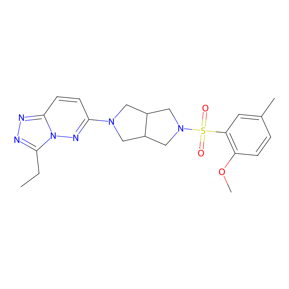 3-Ethyl-6-[5-(2-methoxy-5-methylbenzenesulfonyl)-octahydropyrrolo[3,4-c]pyrrol-2-yl]-[1,2,4]triazolo[4,3-b]pyridazine molecular structure, CAS 2742016-09-5