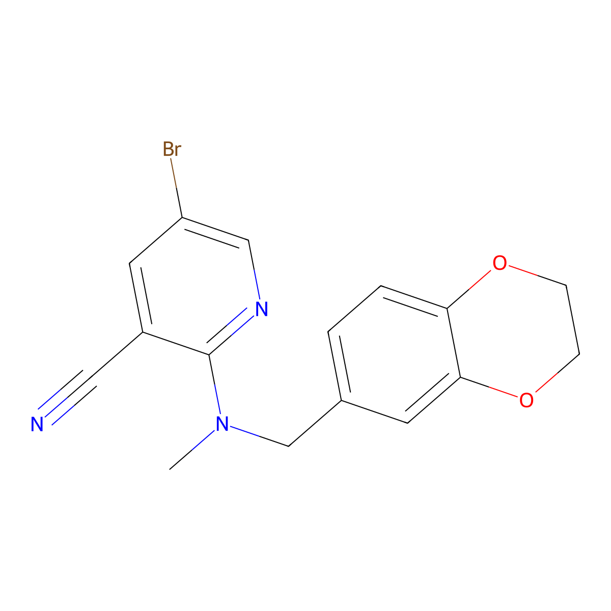 5-Bromo-2-{[(2,3-dihydro-1,4-benzodioxin-6-yl)methyl](methyl)amino}pyridine-3-carbonitrile molecular structure, CAS 2742016-11-9