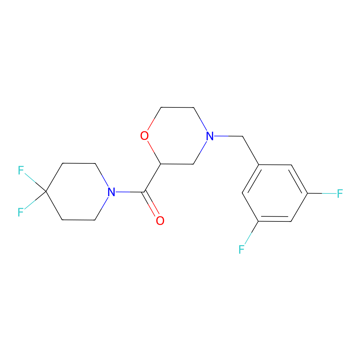 4-[(3,5-Difluorophenyl)methyl]-2-(4,4-difluoropiperidine-1-carbonyl)morpholine molecular structure, CAS 2742016-12-0