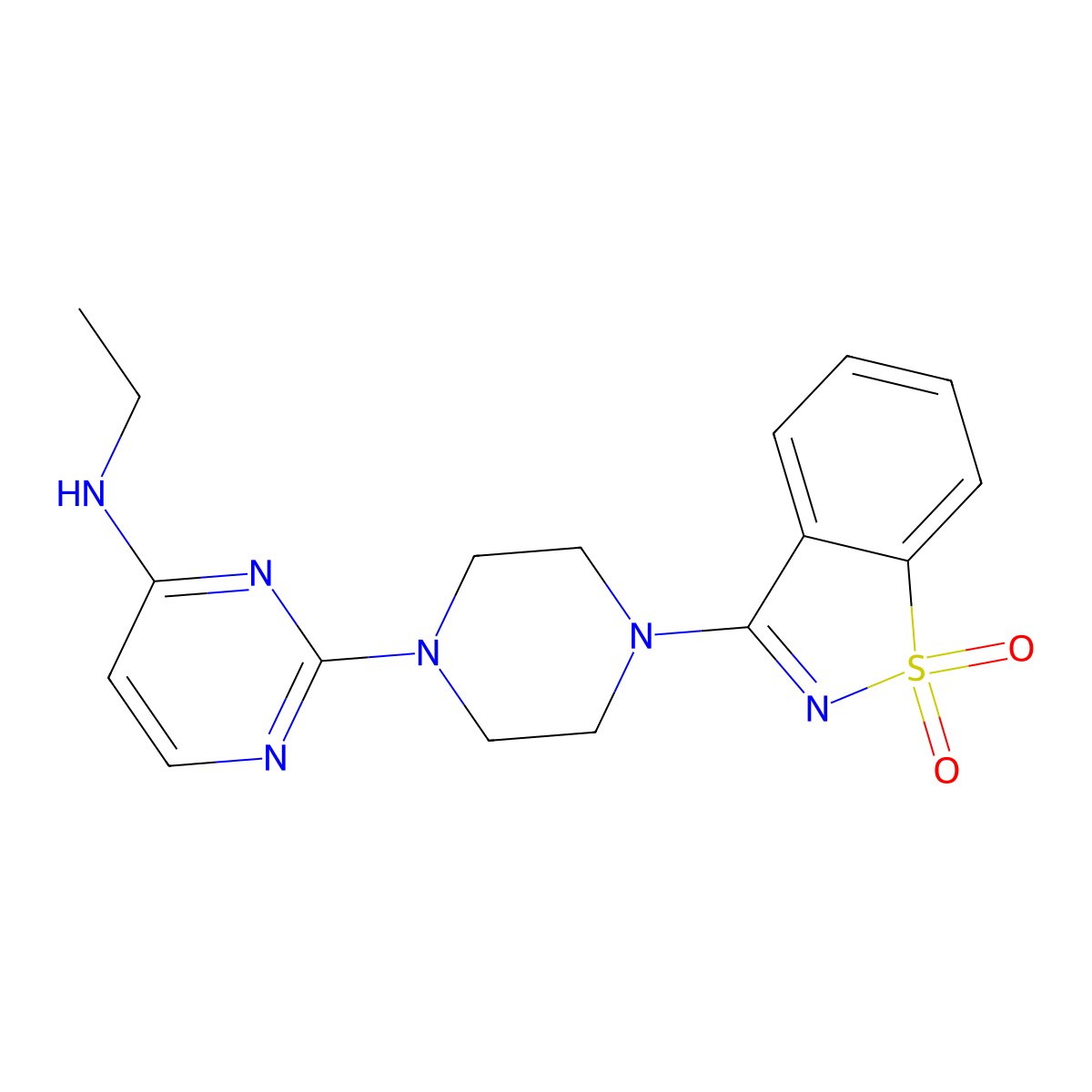 3-{4-[4-(Ethylamino)pyrimidin-2-yl]piperazin-1-yl}-1lambda6,2-benzothiazole-1,1-dione molecular structure, CAS 2742016-15-3