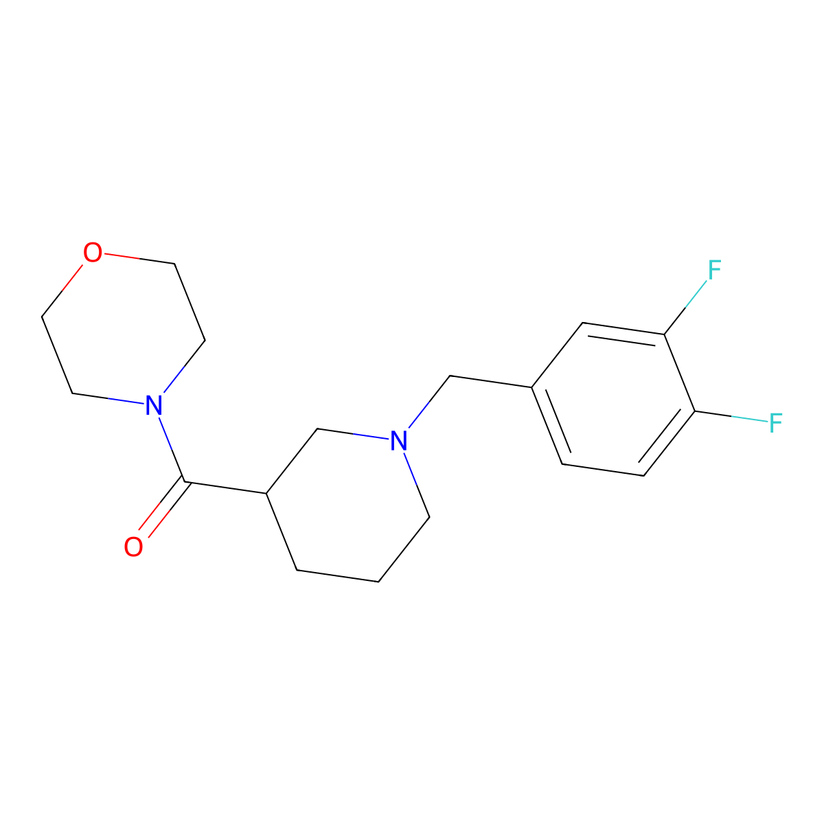 4-{1-[(3,4-Difluorophenyl)methyl]piperidine-3-carbonyl}morpholine molecular structure, CAS 2742016-17-5