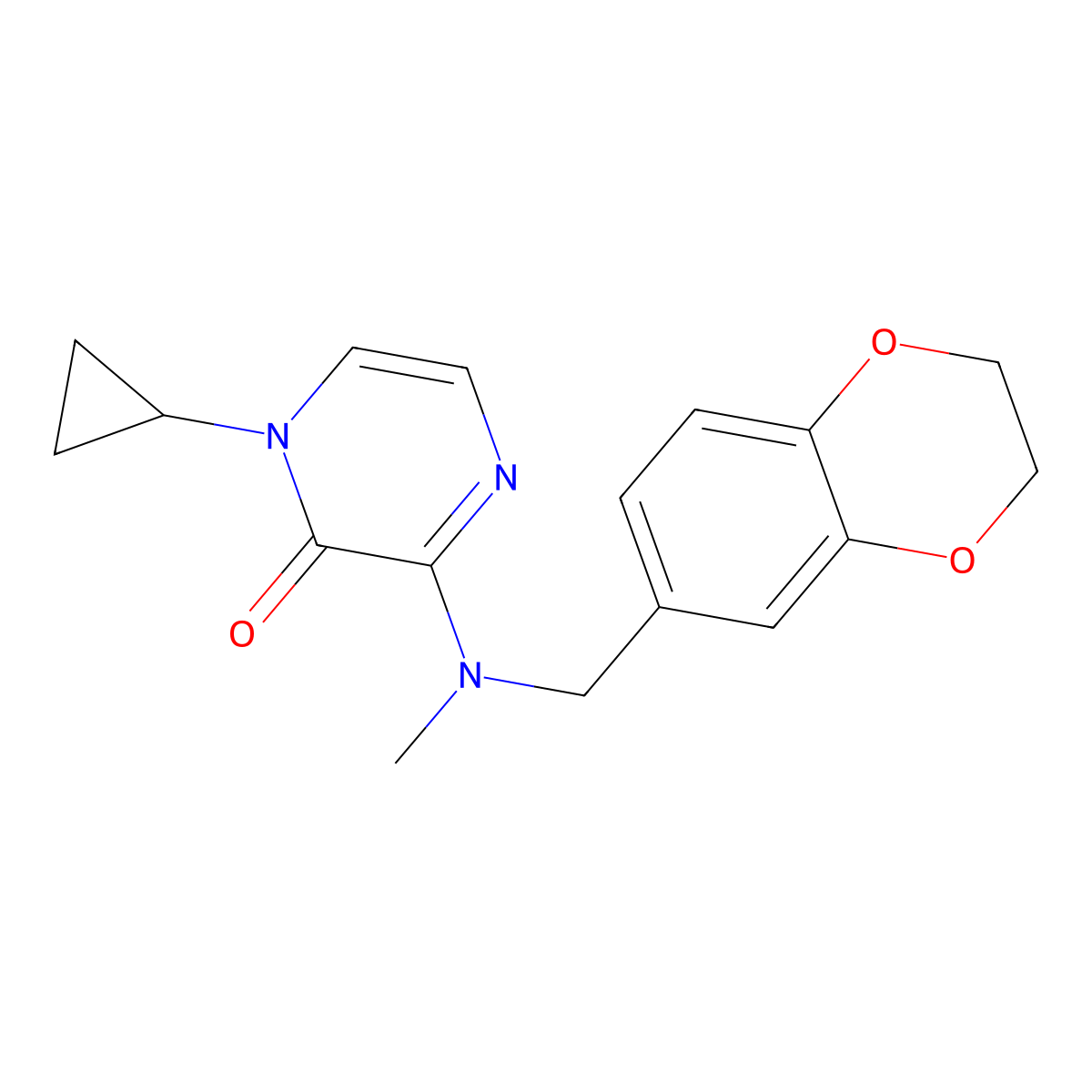 1-Cyclopropyl-3-{[(2,3-dihydro-1,4-benzodioxin-6-yl)methyl](methyl)amino}-1,2-dihydropyrazin-2-one molecular structure, CAS 2742016-18-6