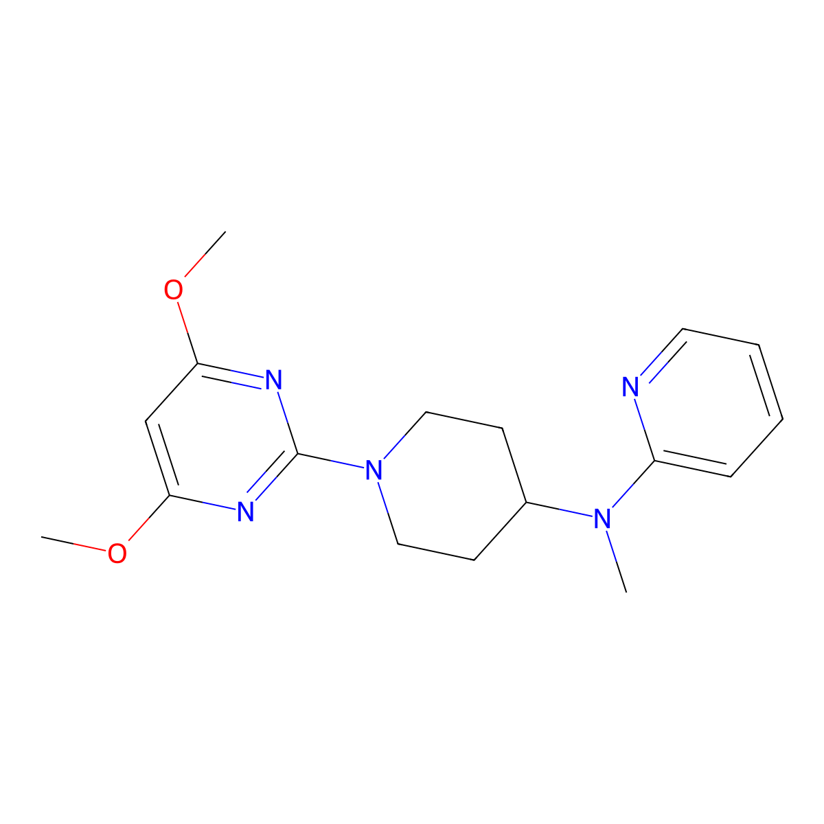 N-[1-(4,6-dimethoxypyrimidin-2-yl)piperidin-4-yl]-N-methylpyridin-2-amine molecular structure, CAS 2742016-22-2
