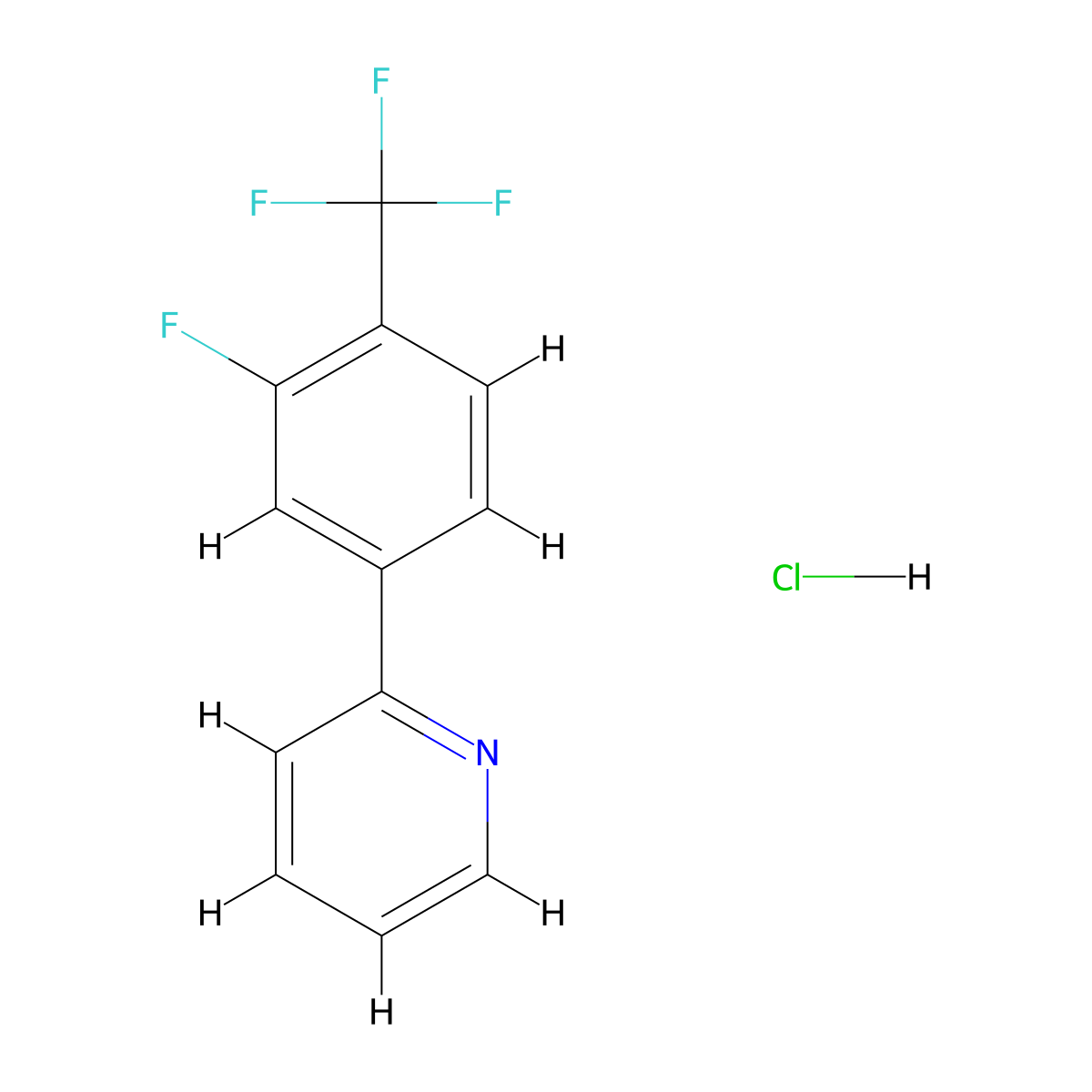 2-[3-Fluoro-4-(trifluoromethyl)phenyl]pyridine hydrochloride molecular structure, CAS 2742016-26-6