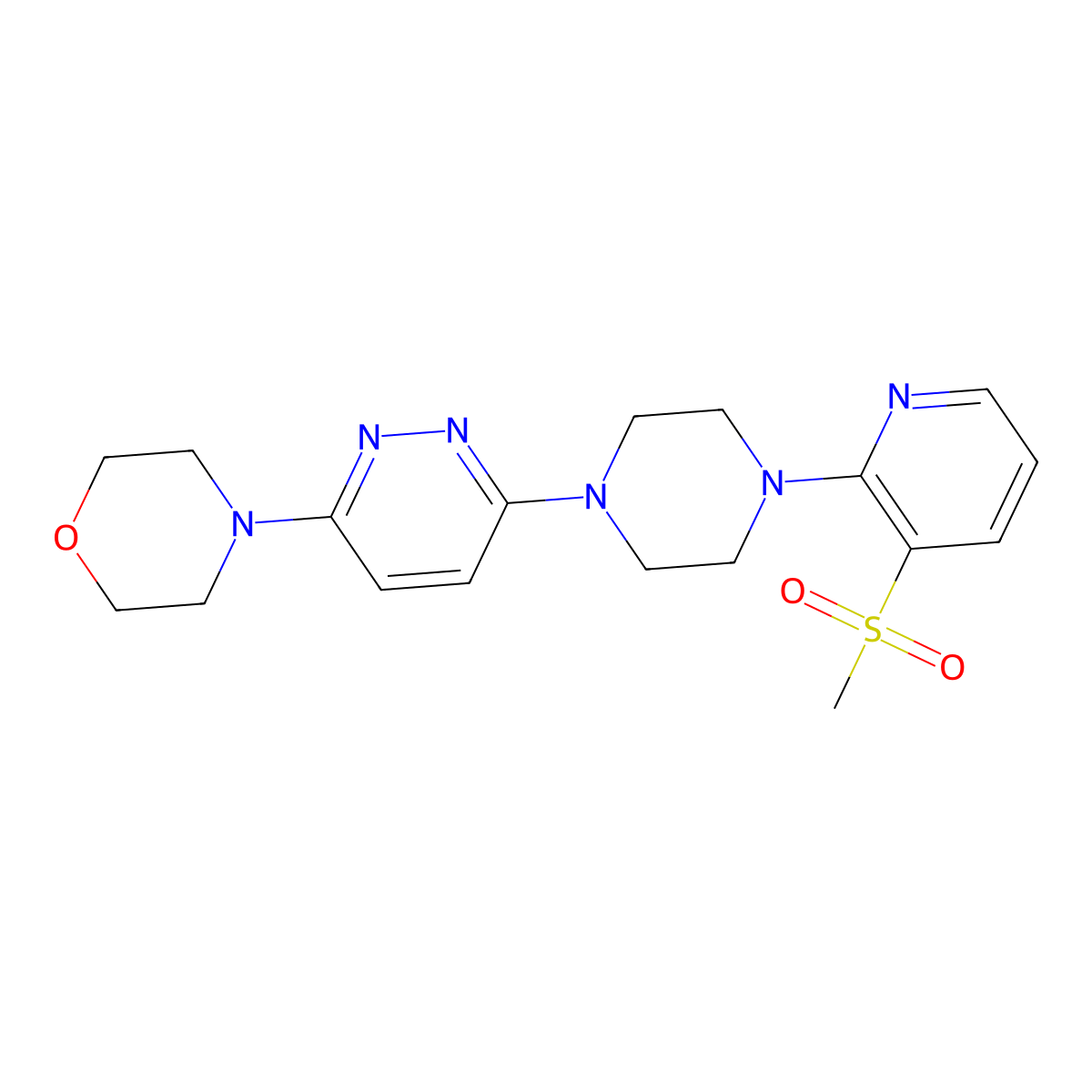 4-{6-[4-(3-Methanesulfonylpyridin-2-yl)piperazin-1-yl]pyridazin-3-yl}morpholine molecular structure, CAS 2742016-30-2