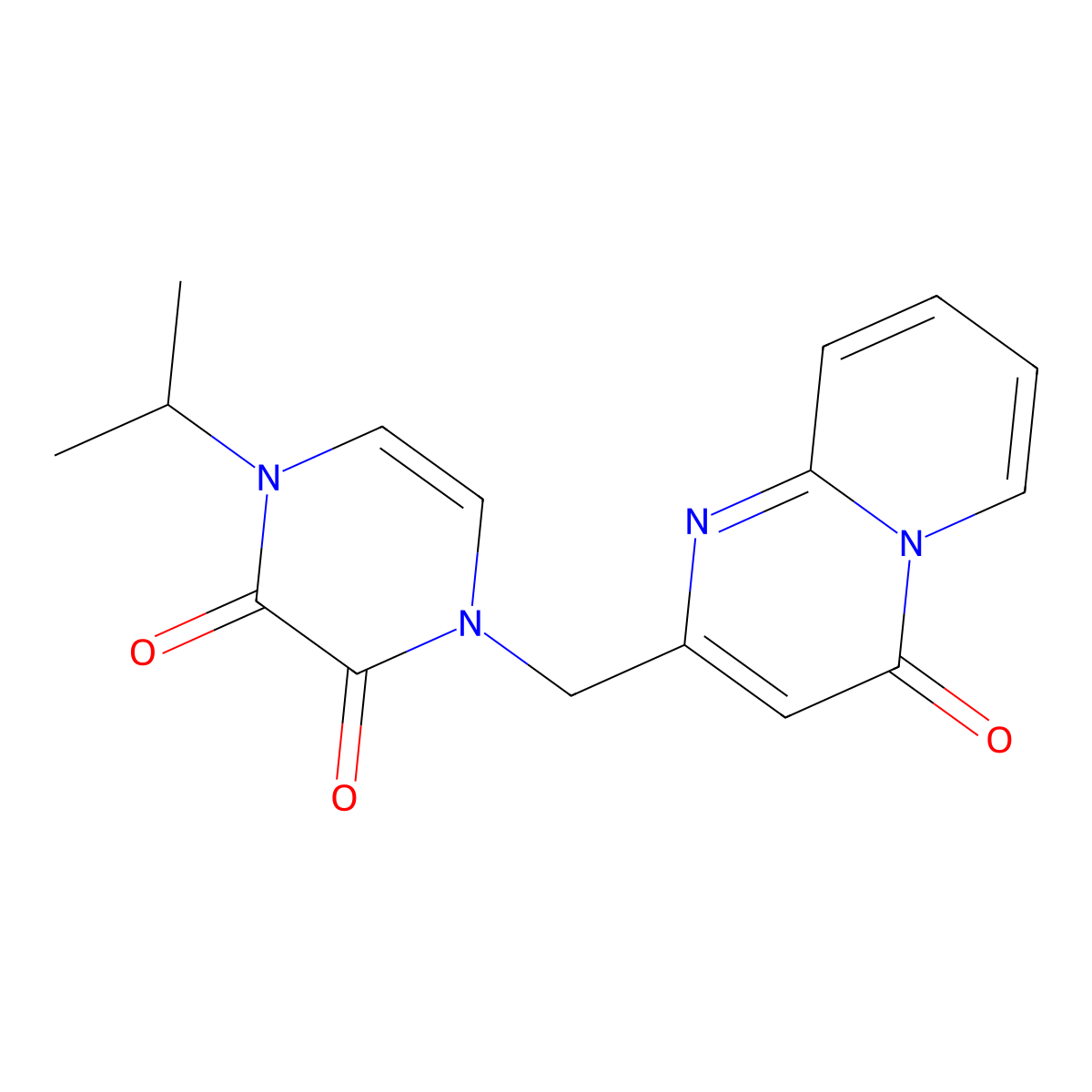1-({4-oxo-4H-pyrido[1,2-a]pyrimidin-2-yl}methyl)-4-(propan-2-yl)-1,2,3,4-tetrahydropyrazine-2,3-dione molecular structure, CAS 2742016-32-4