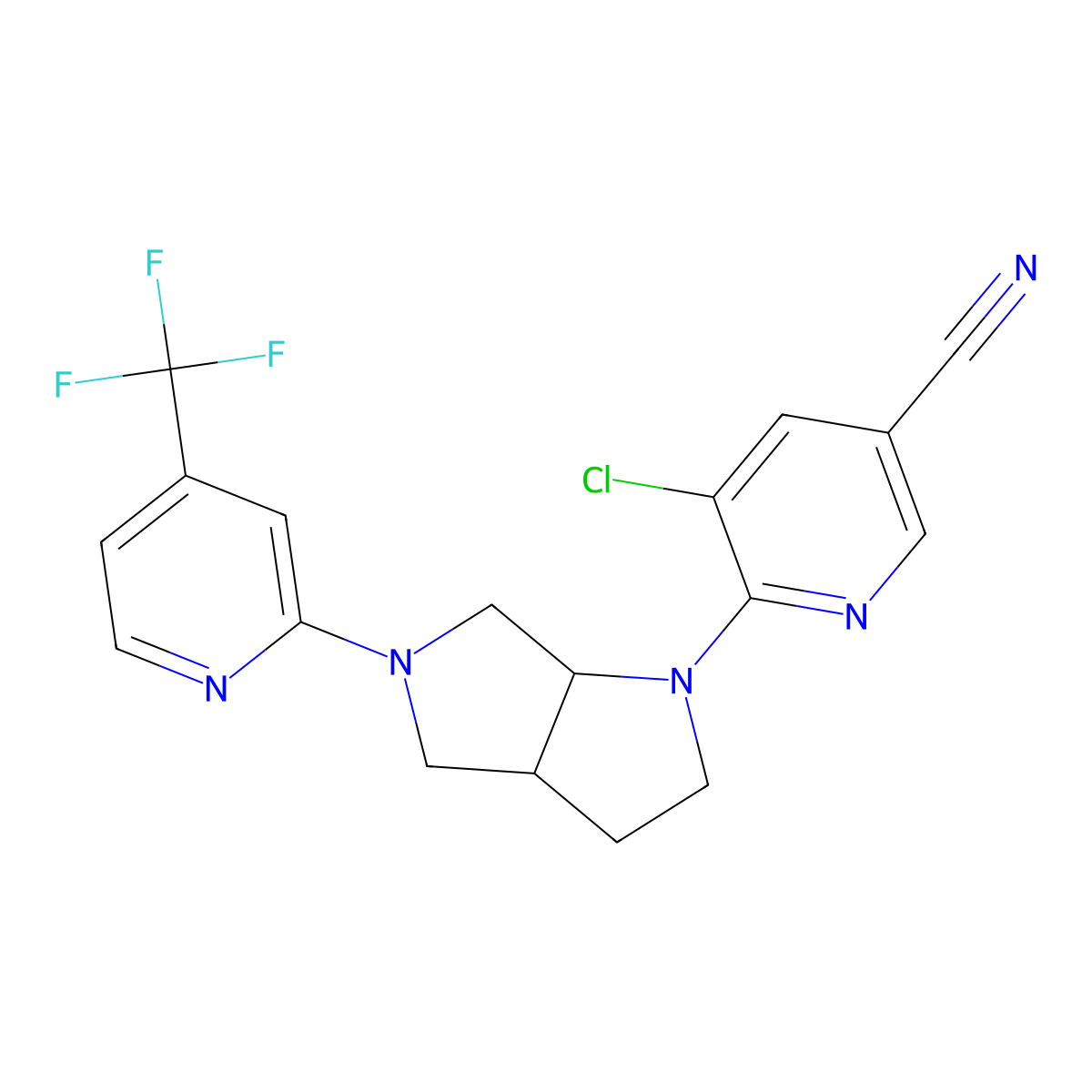 5-Chloro-6-{5-[4-(trifluoromethyl)pyridin-2-yl]-octahydropyrrolo[3,4-b]pyrrol-1-yl}pyridine-3-carbonitrile molecular structure, CAS 2742016-40-4