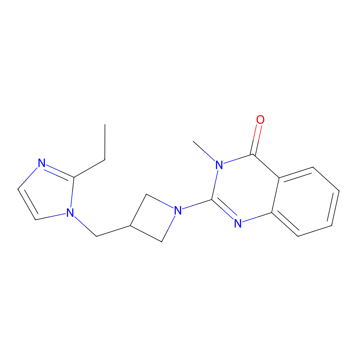 2-{3-[(2-ethyl-1H-imidazol-1-yl)methyl]azetidin-1-yl}-3-methyl-3,4-dihydroquinazolin-4-one molecular structure, CAS 2742016-49-3