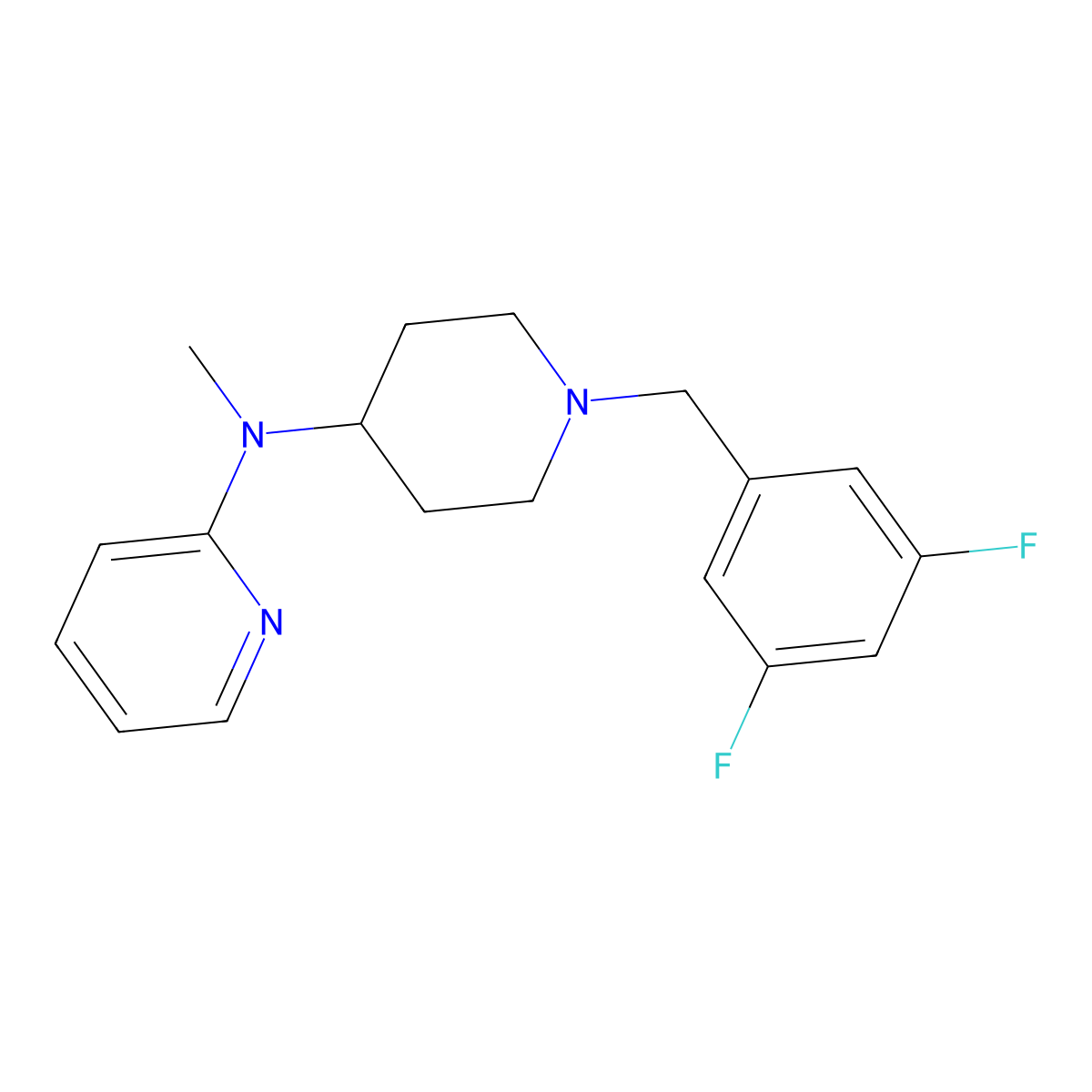 N-{1-[(3,5-difluorophenyl)methyl]piperidin-4-yl}-N-methylpyridin-2-amine molecular structure, CAS 2742016-50-6