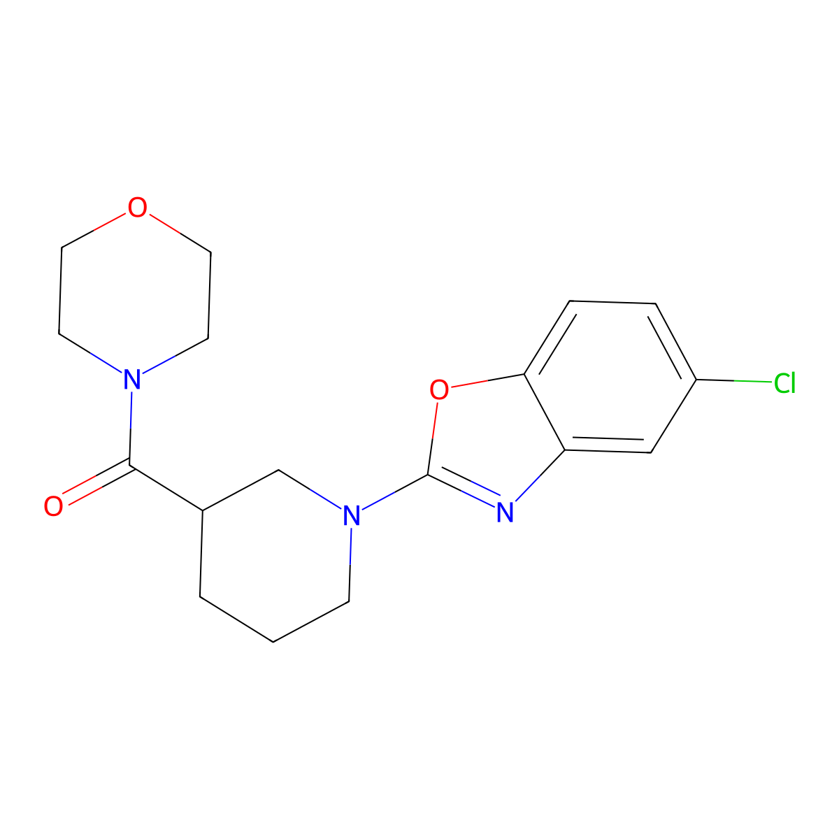 5-Chloro-2-[3-(morpholine-4-carbonyl)piperidin-1-yl]-1,3-benzoxazole molecular structure, CAS 2742016-54-0