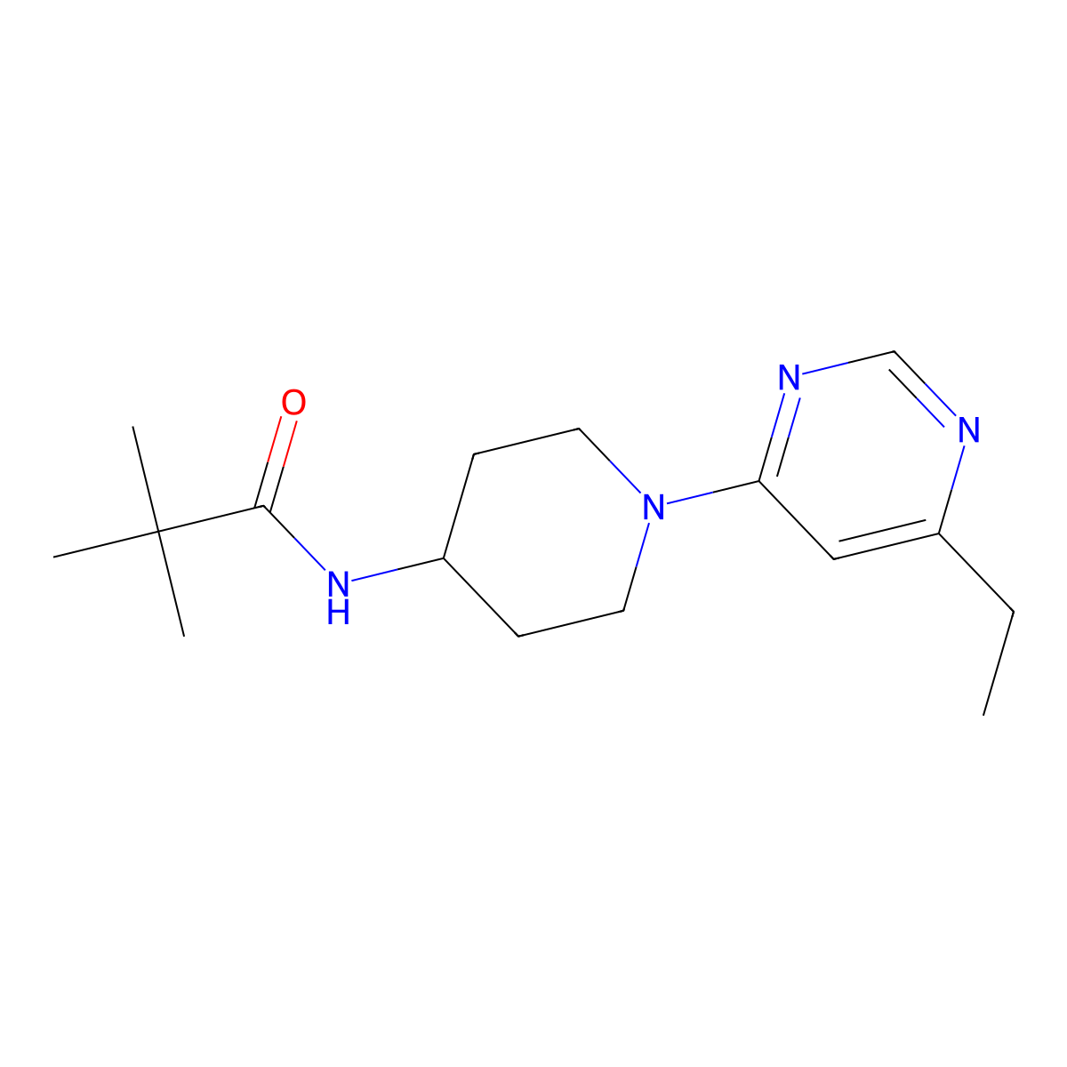 N-[1-(6-ethylpyrimidin-4-yl)piperidin-4-yl]-2,2-dimethylpropanamide molecular structure, CAS 2742016-55-1