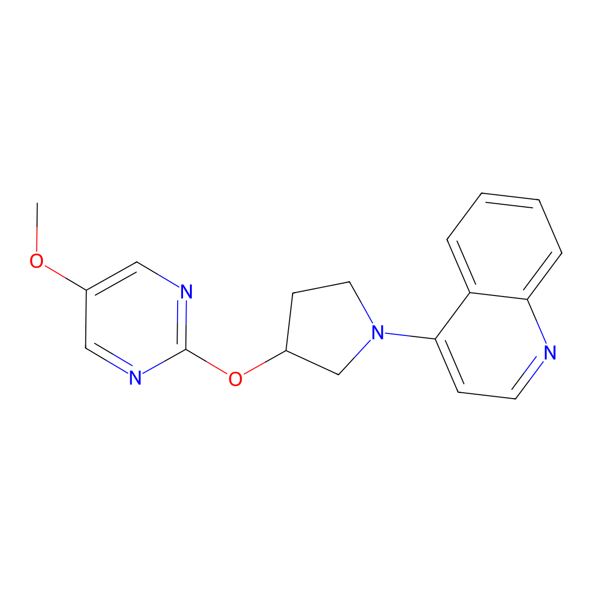 4-{3-[(5-Methoxypyrimidin-2-yl)oxy]pyrrolidin-1-yl}quinoline molecular structure, CAS 2742016-64-2