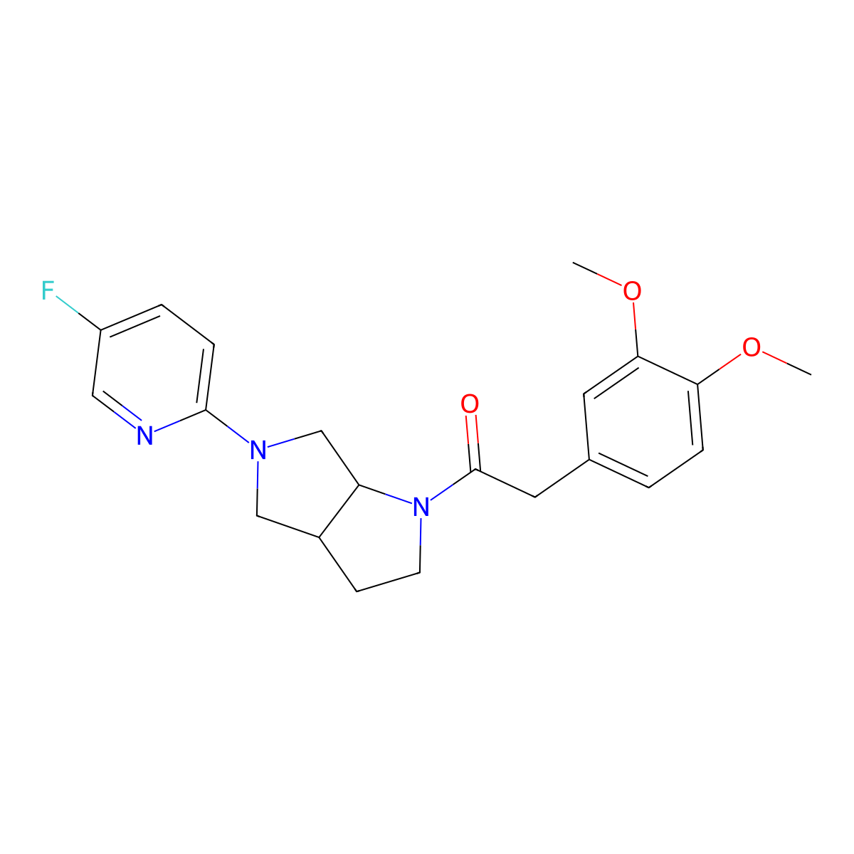 2-(3,4-Dimethoxyphenyl)-1-[5-(5-fluoropyridin-2-yl)-octahydropyrrolo[3,4-b]pyrrol-1-yl]ethan-1-one molecular structure, CAS 2742016-65-3